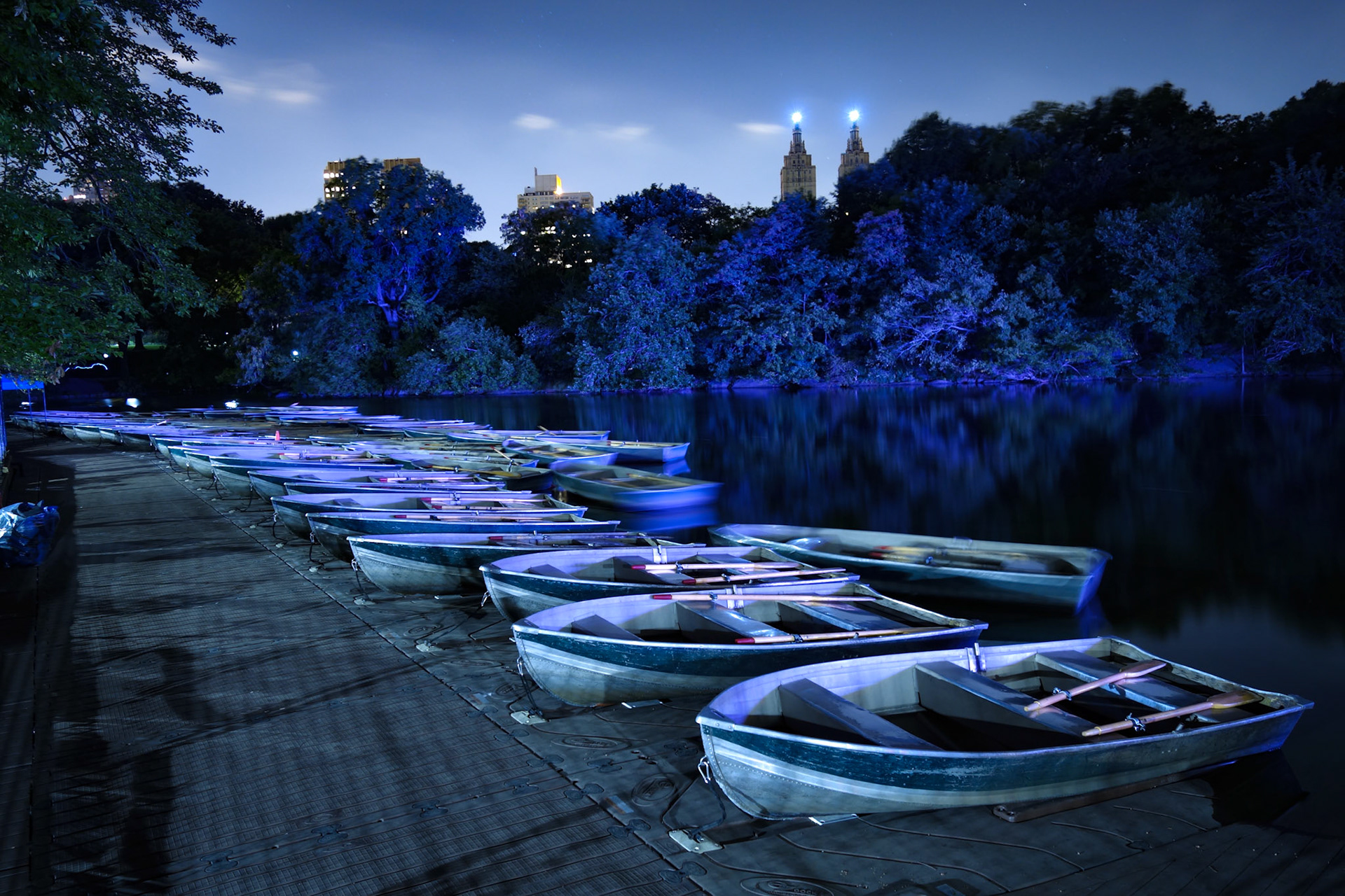 Central Park Boating Lake at midnight