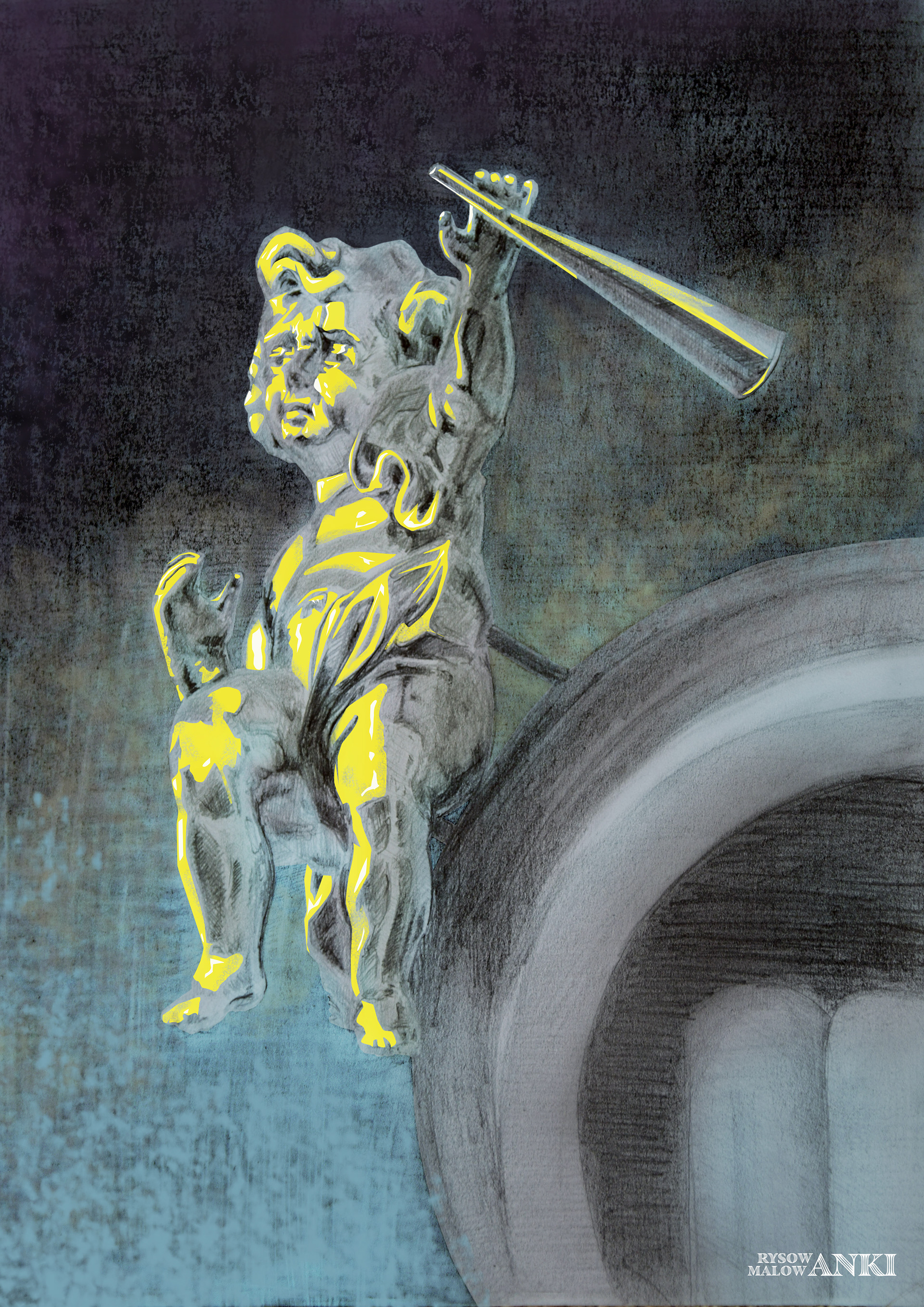 pencil drawing plus digital