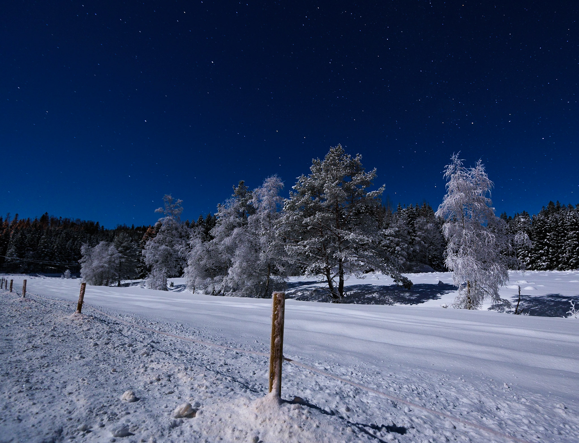 It is super cold in Norway right now. Went out to try to get some moonshine light on the snow.
