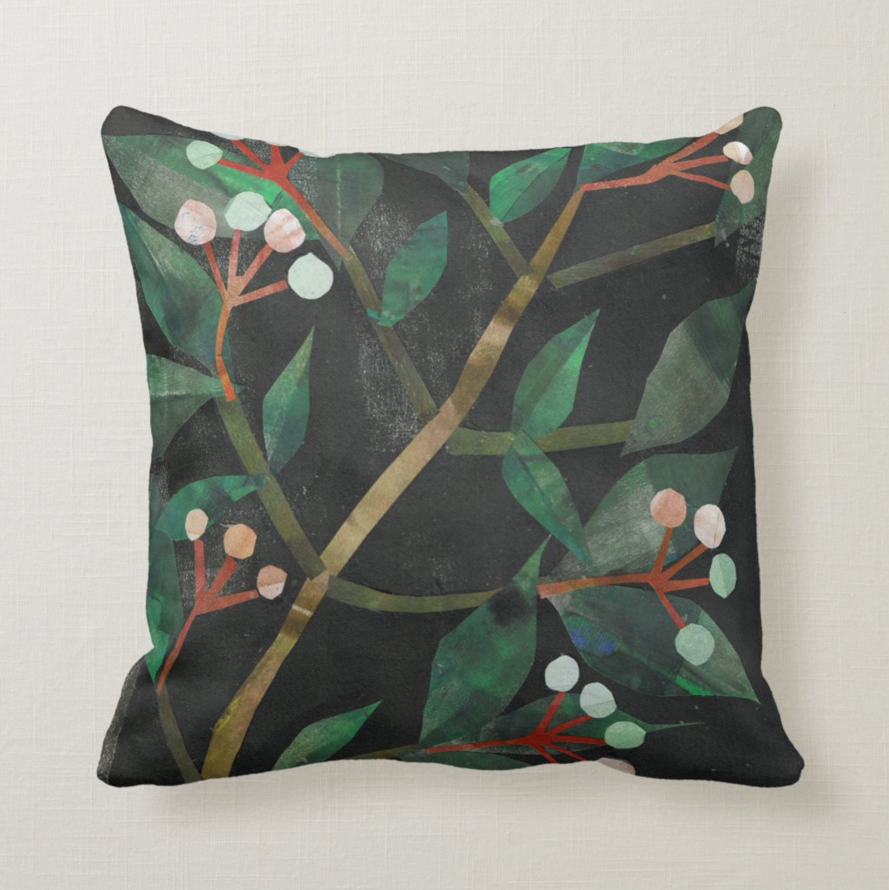 Gray Dogwood Throw Pillow
