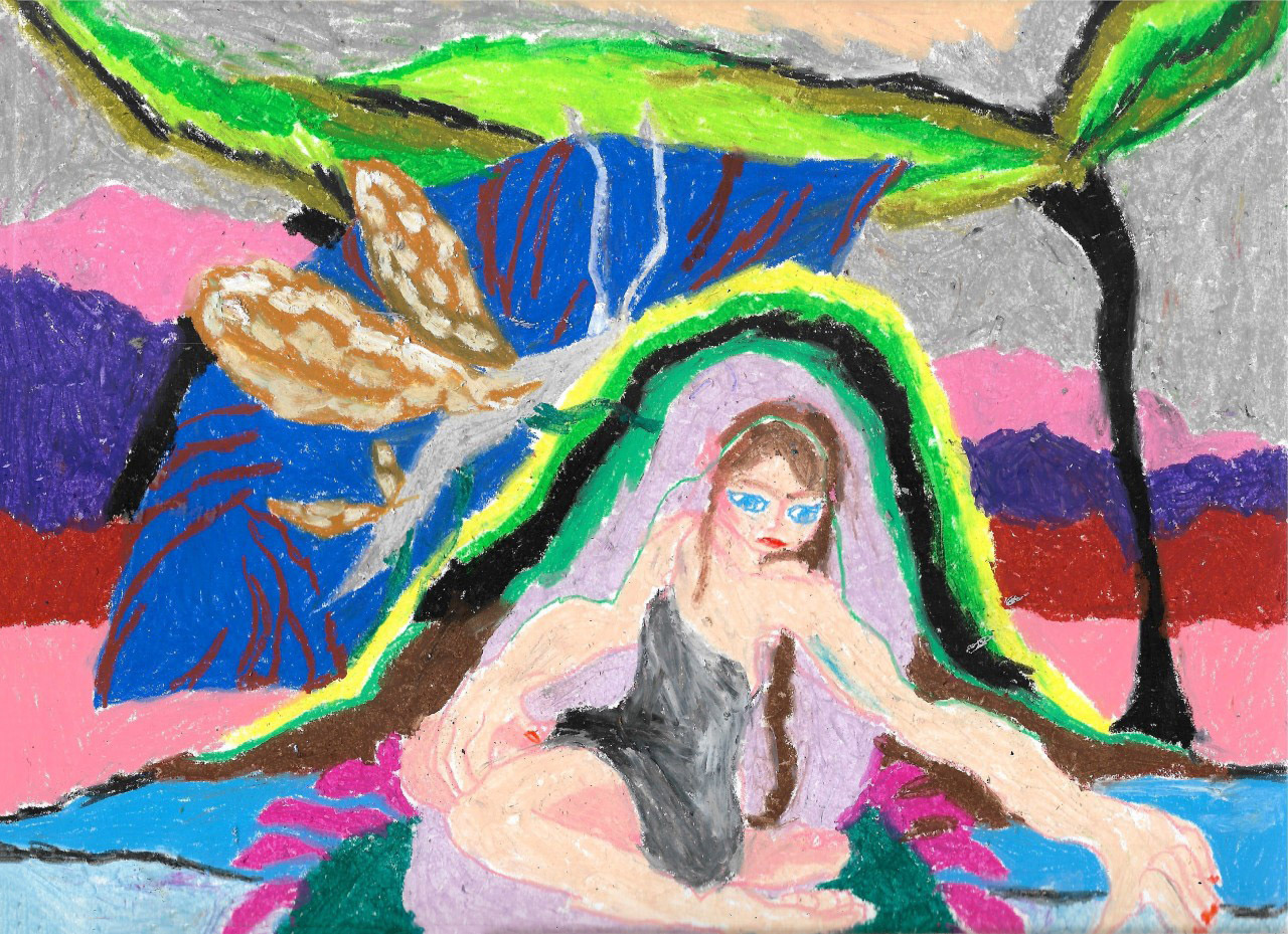 Nymphes, sirènes, poupées, anges et autres larves II, pastels gras,23,5 x 29,5 cm
