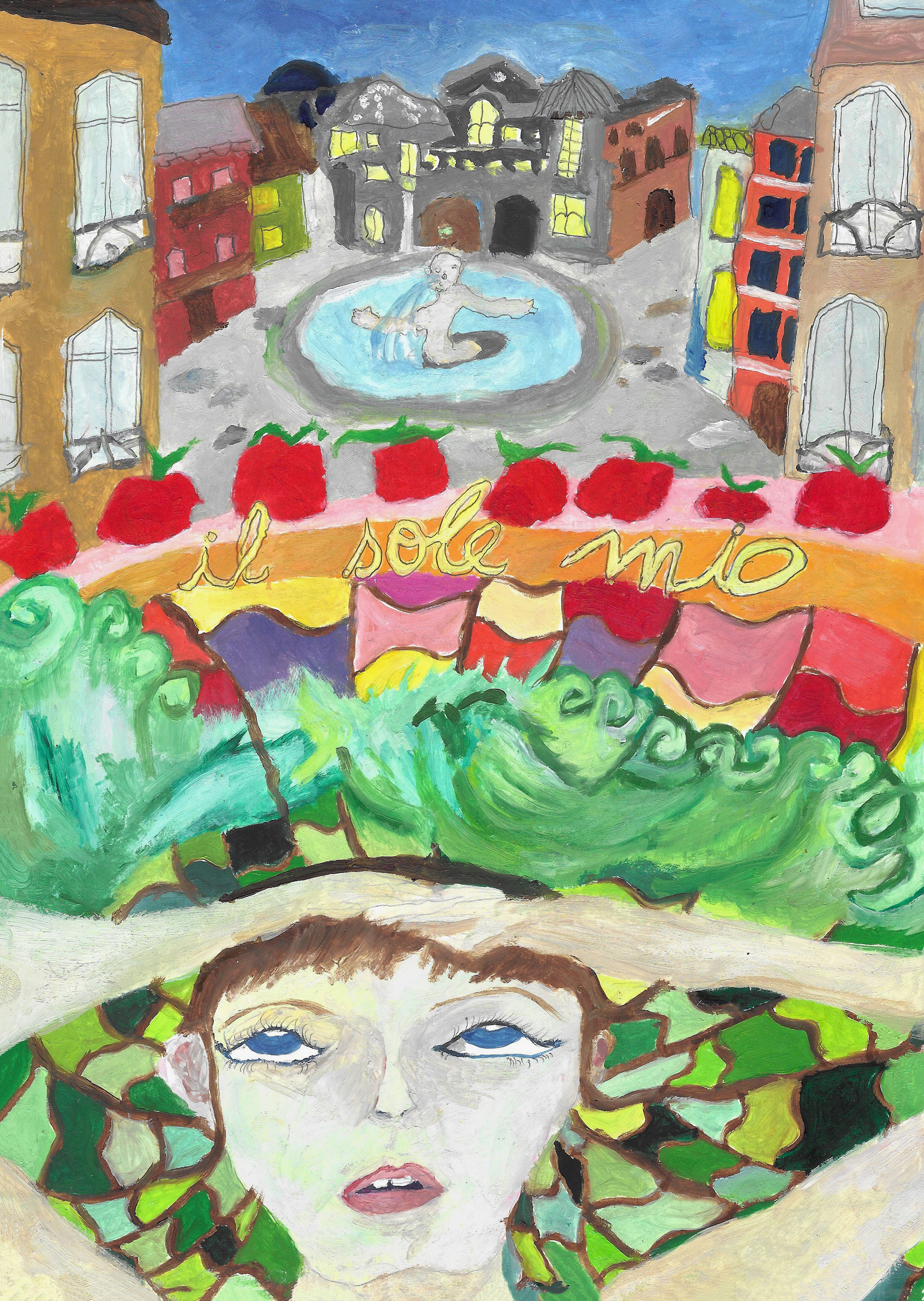 Il sole mio, peinture à l'huile sur papier, 21 x 29,7 cm