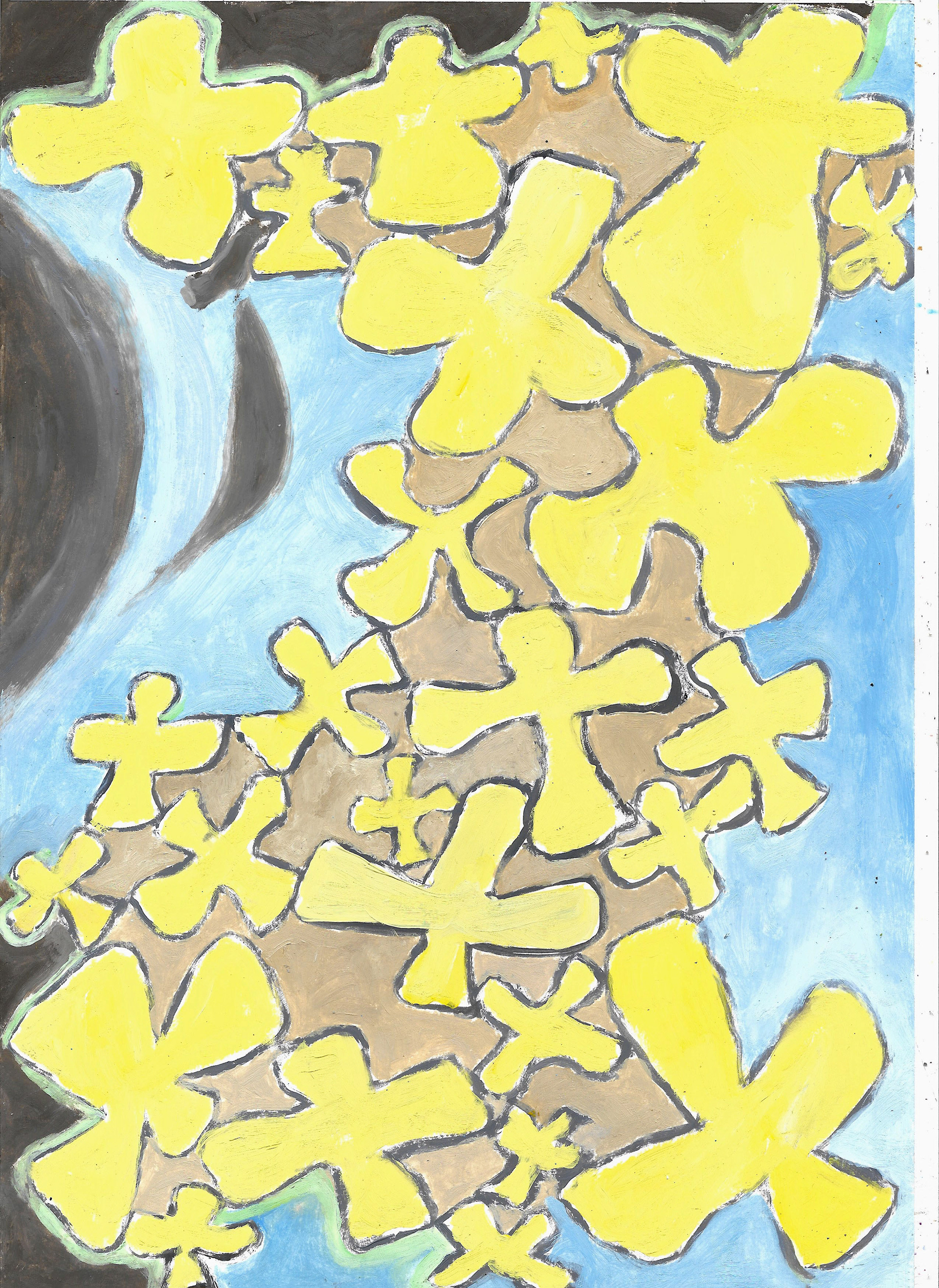 Premier silence d'été, peinture à l'huile sur papier, 21 x 29,7 cm