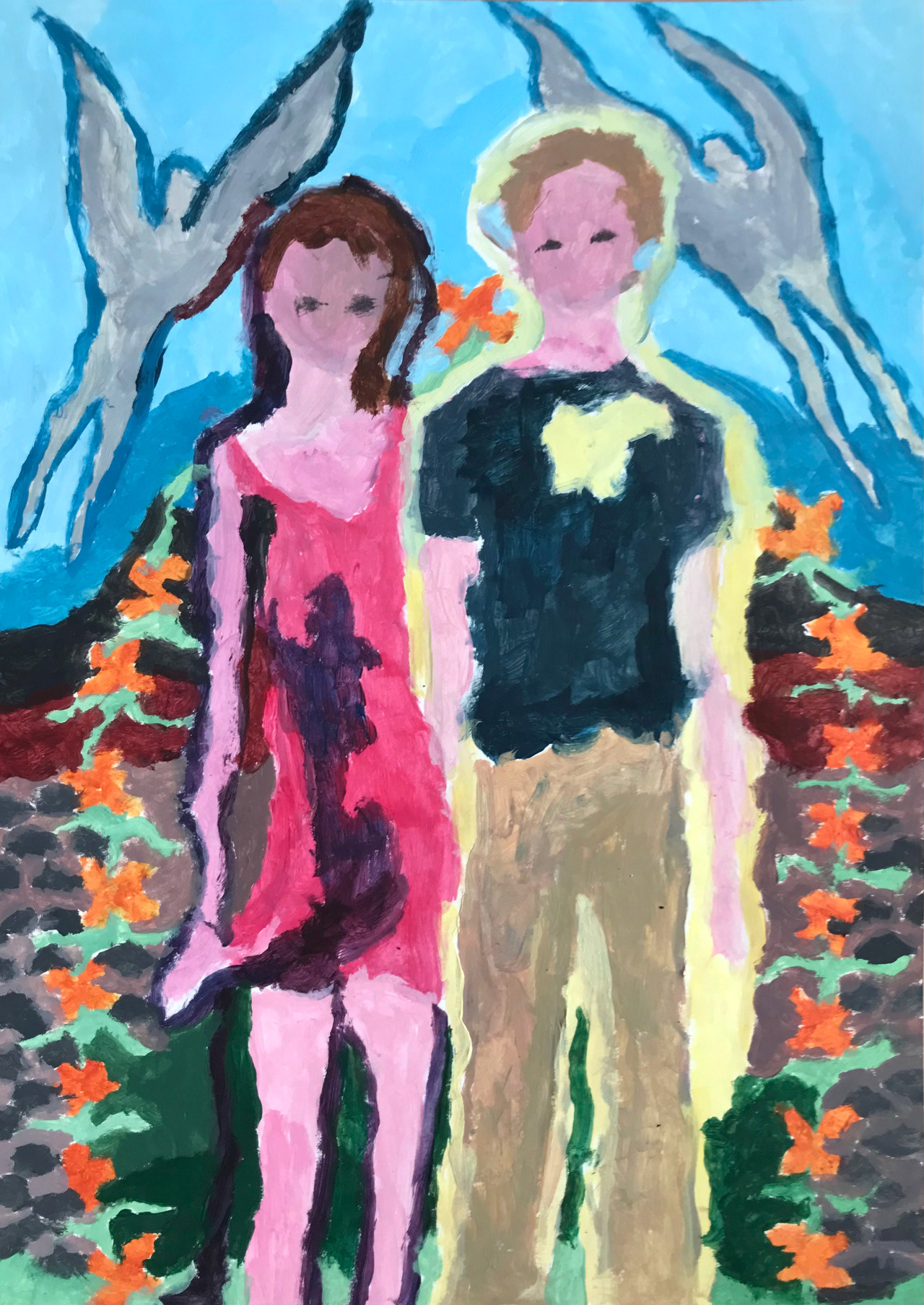 Pour Léon, peinture à l'huile, 21 x 29,7 cm