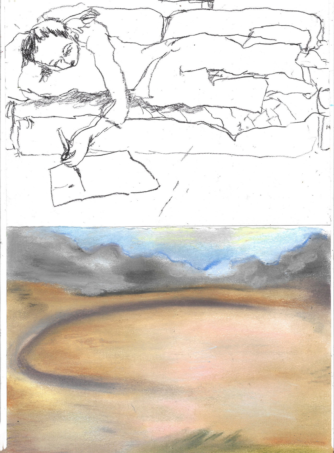 Nature qui se tient là..., pastels et fusain, 21 x 14,8 cm