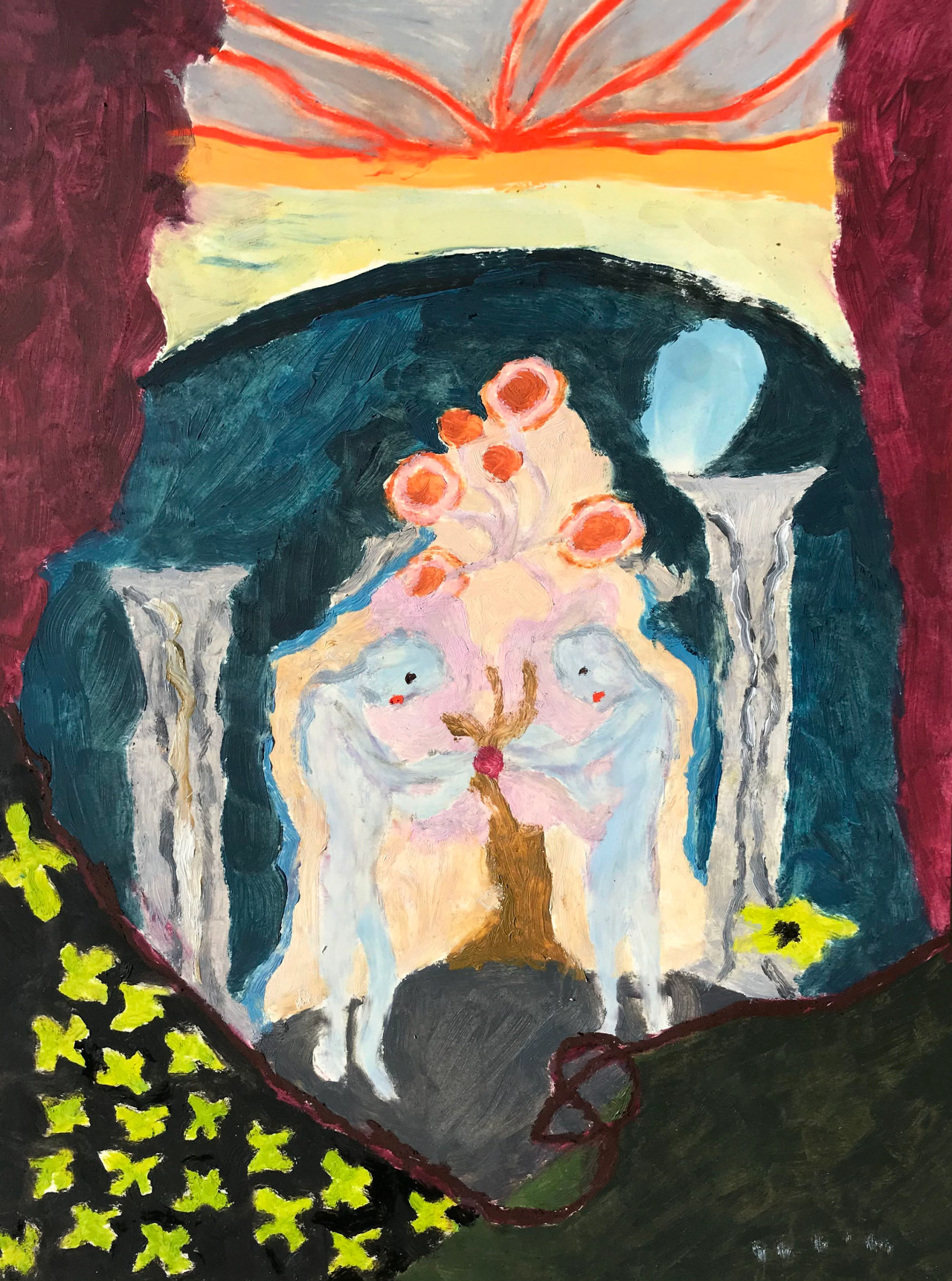 Adam et Eve, peinture à l'huile, 21 x 29,7 cm