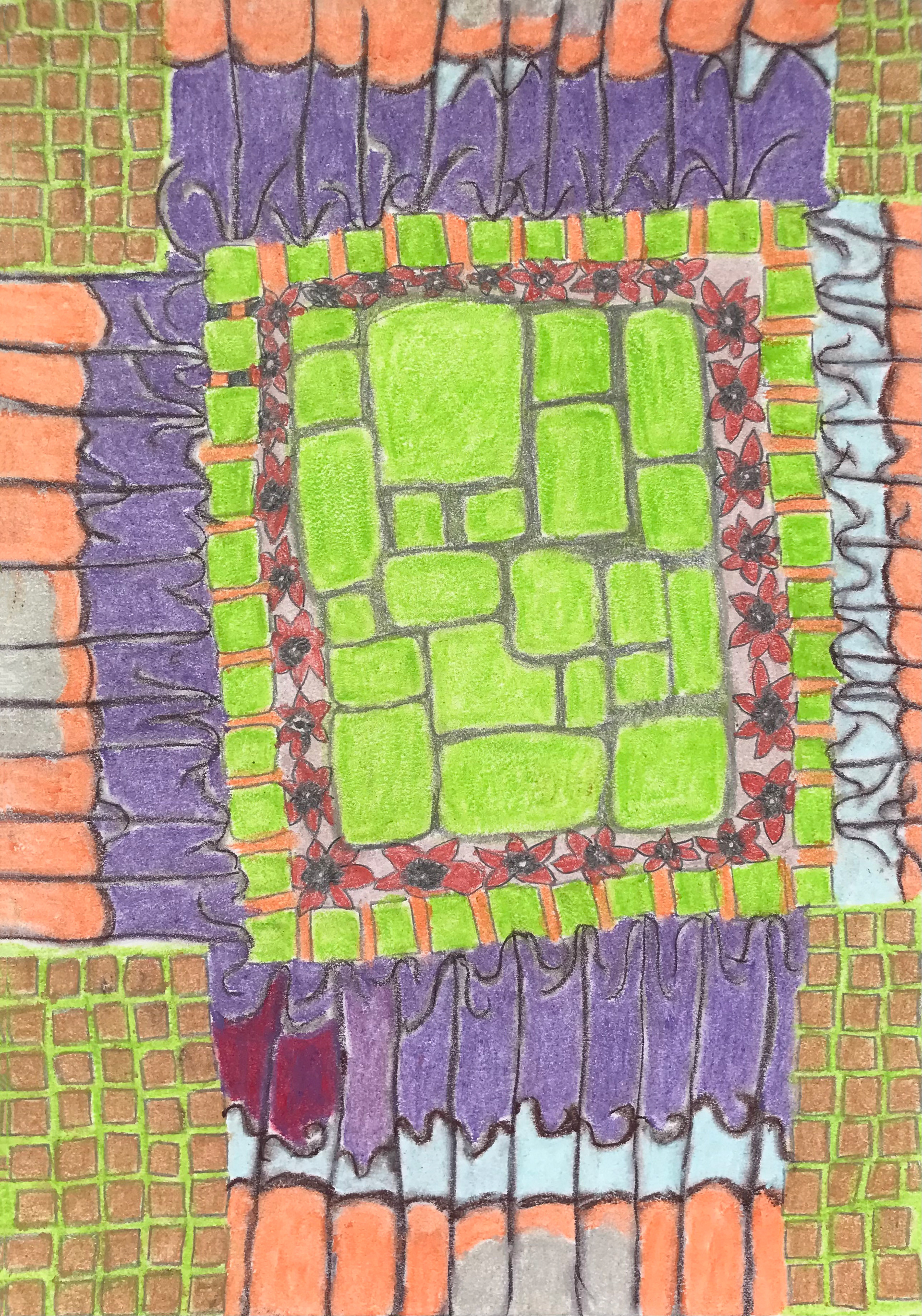 Idée du printemps, pastels secs et crayons pastel, 21 x 29,7 cm