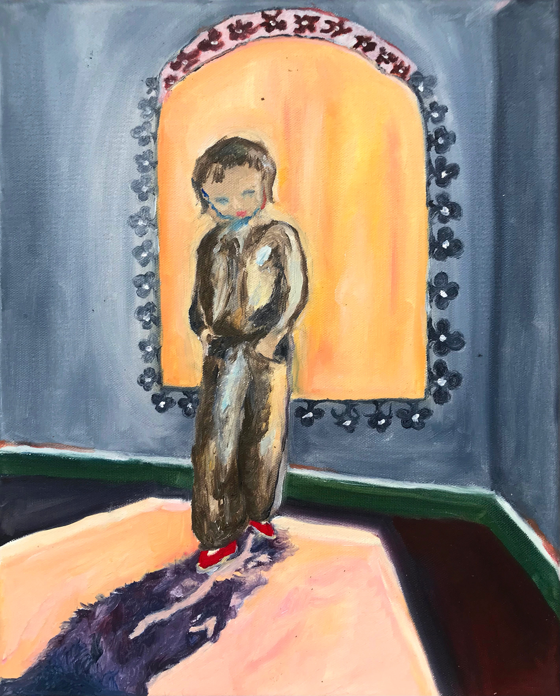 Dans mon dos, peinture à l'huile sur toile, 32 x 45 cm
