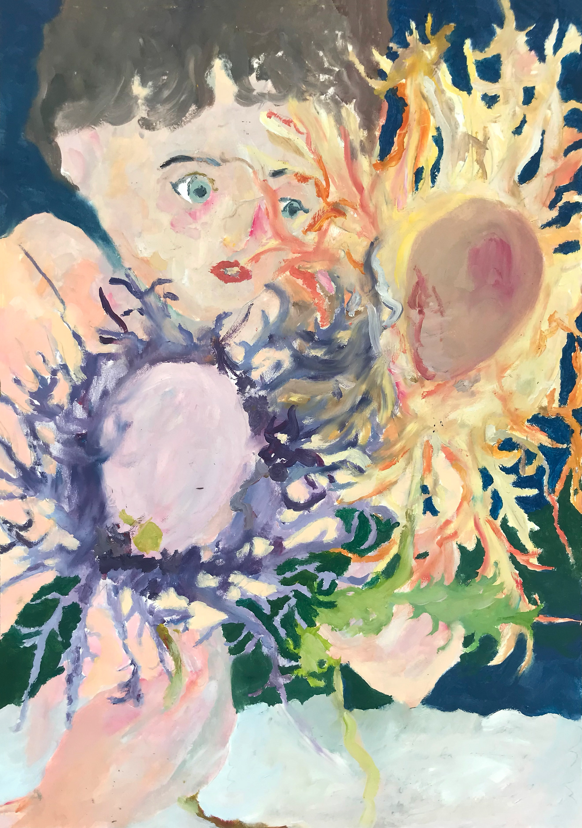 Chardon des deux pôles, peinture à l'huile, 27,9 x 42 cm