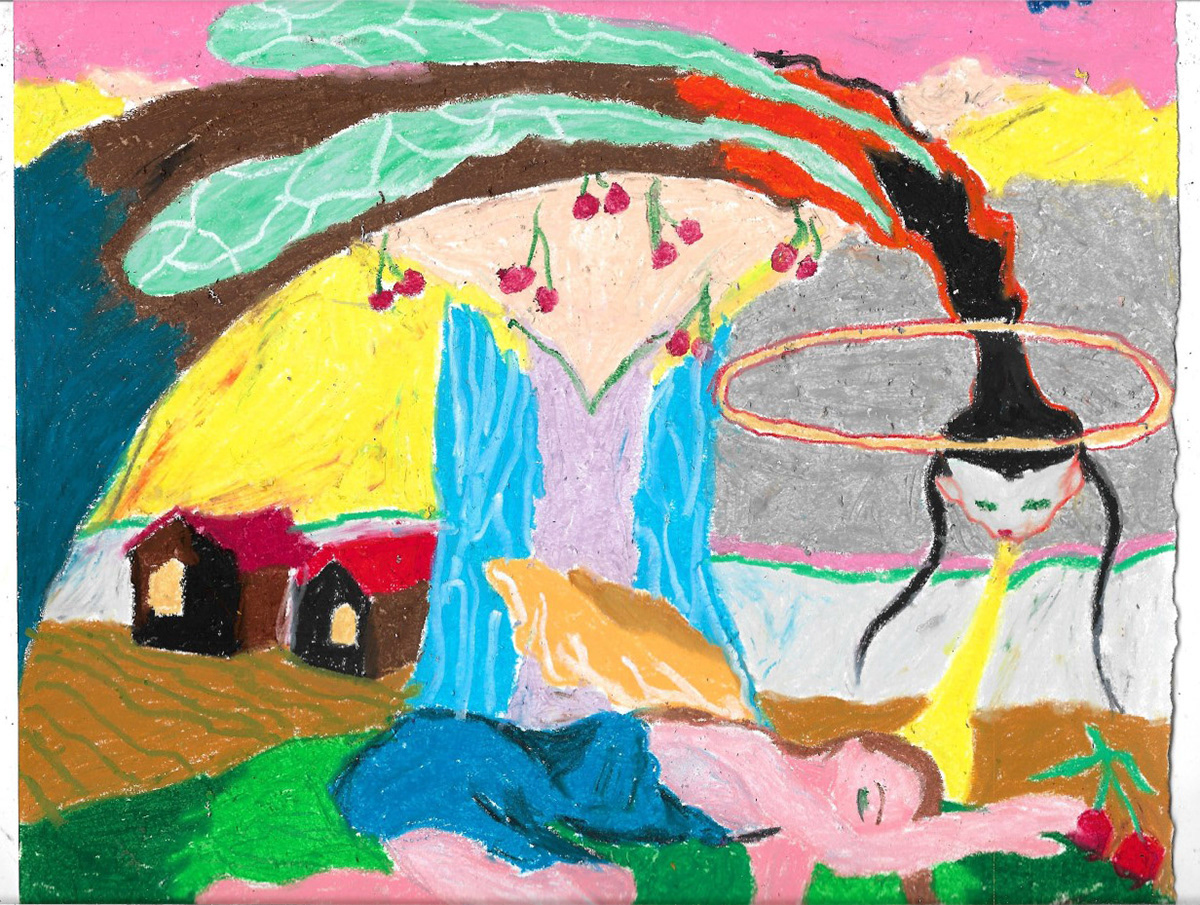 Nymphes, sirènes, poupées, anges et autres larves IV, série de pastels gras, 23,5 x 29,5 cm