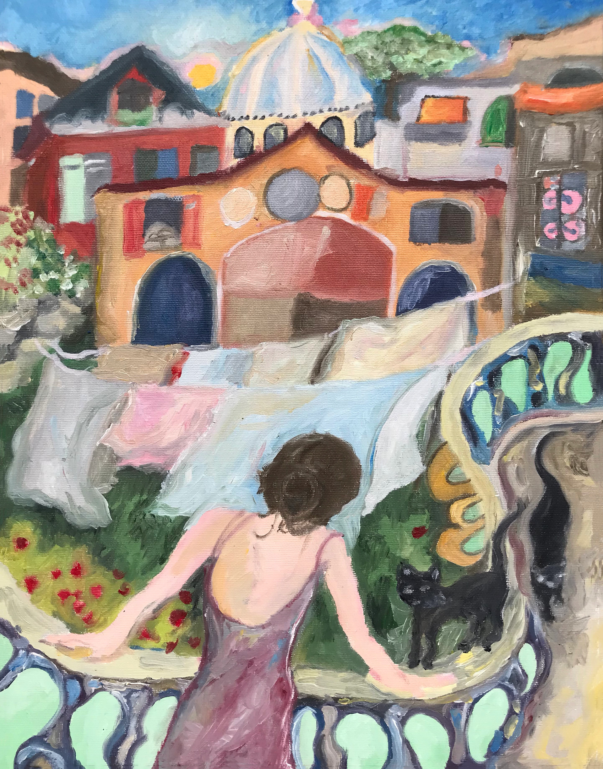 Garbatella, peinture à l'huile sur toile, 27 x 35 cm