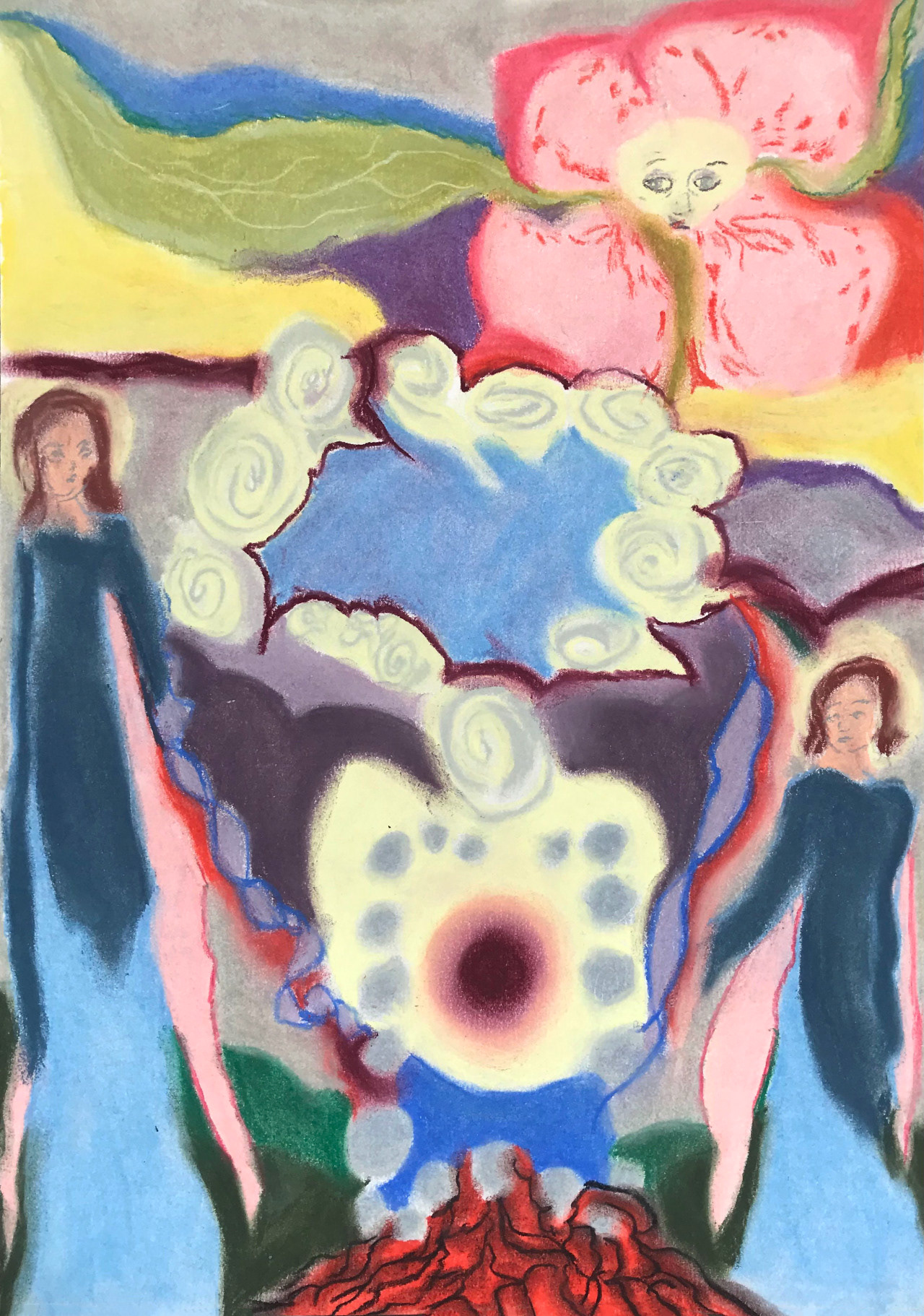 Promenade, pastels secs, 21 x 29,7 cm