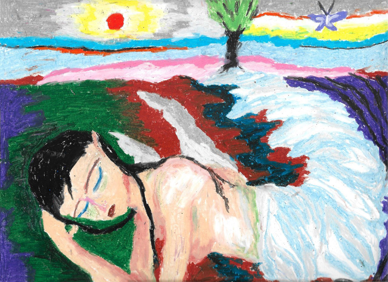 Nymphes, sirènes, poupées, anges et autres larves, série de pastels gras, 23,5 x 29,5 cm