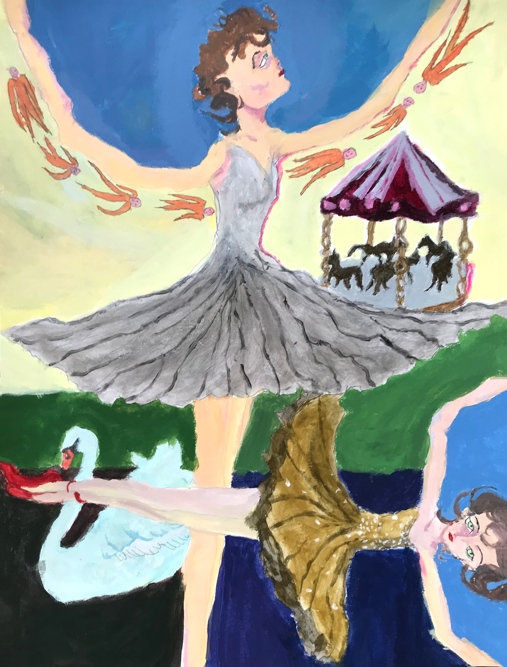 I am a dancer!, série de peintures à l'acrylique, 21 x 29,7 cm