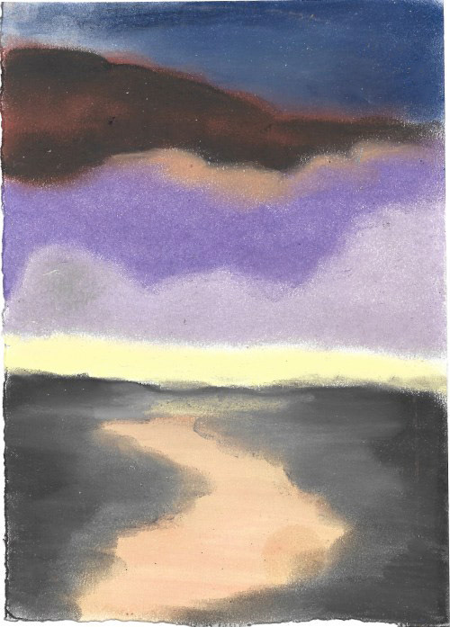 Ciel-mer, série de pastels secs, 14,8 x 21 cm