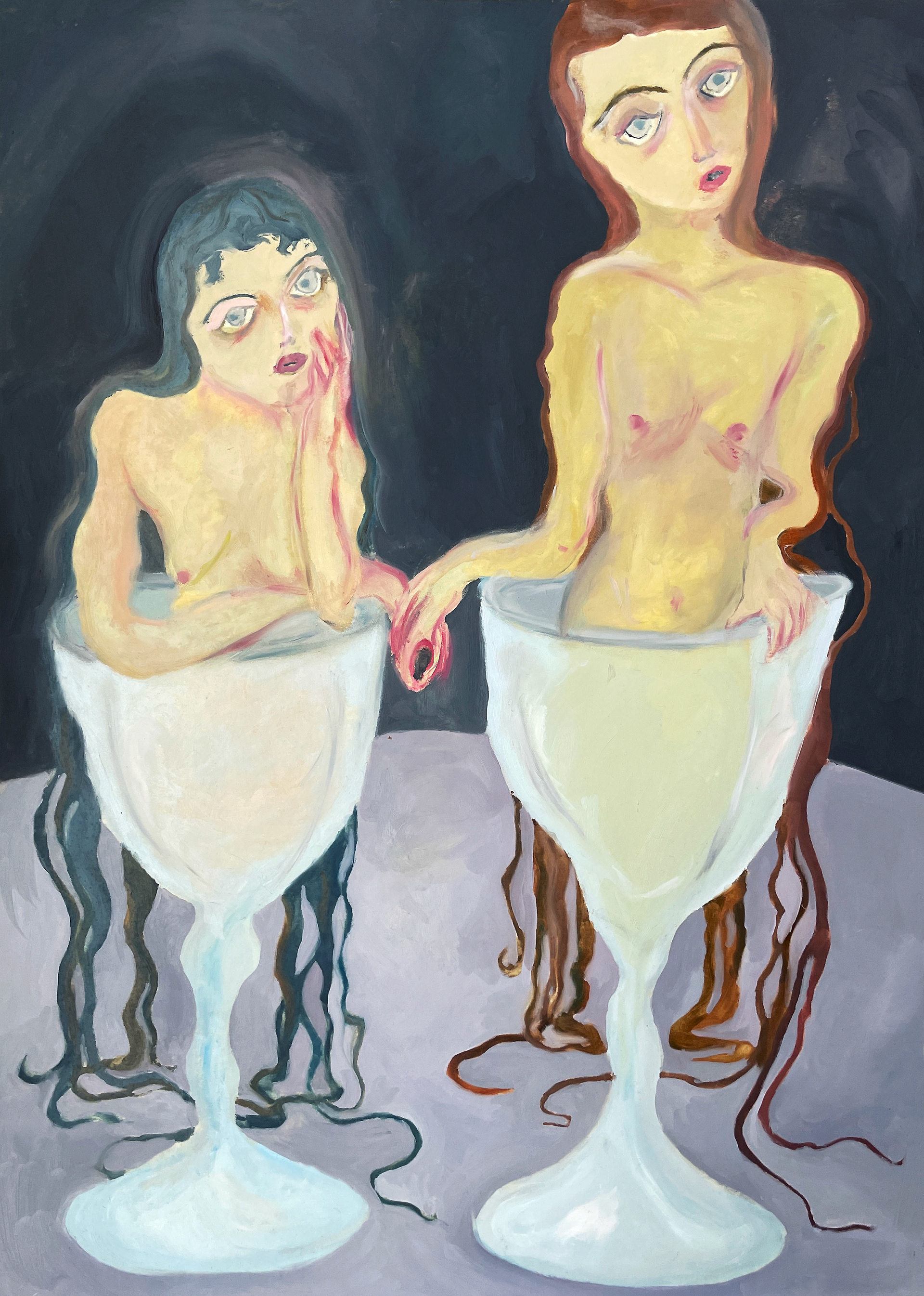 La génétique des larmes, série de peintures à l'huile, 42 x 59,4 cm