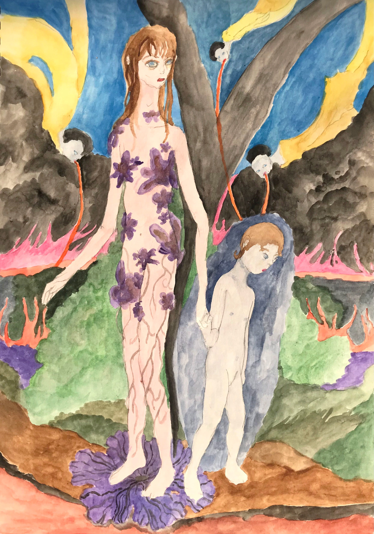 Déluge, aquarelle, 24 x 32 cm