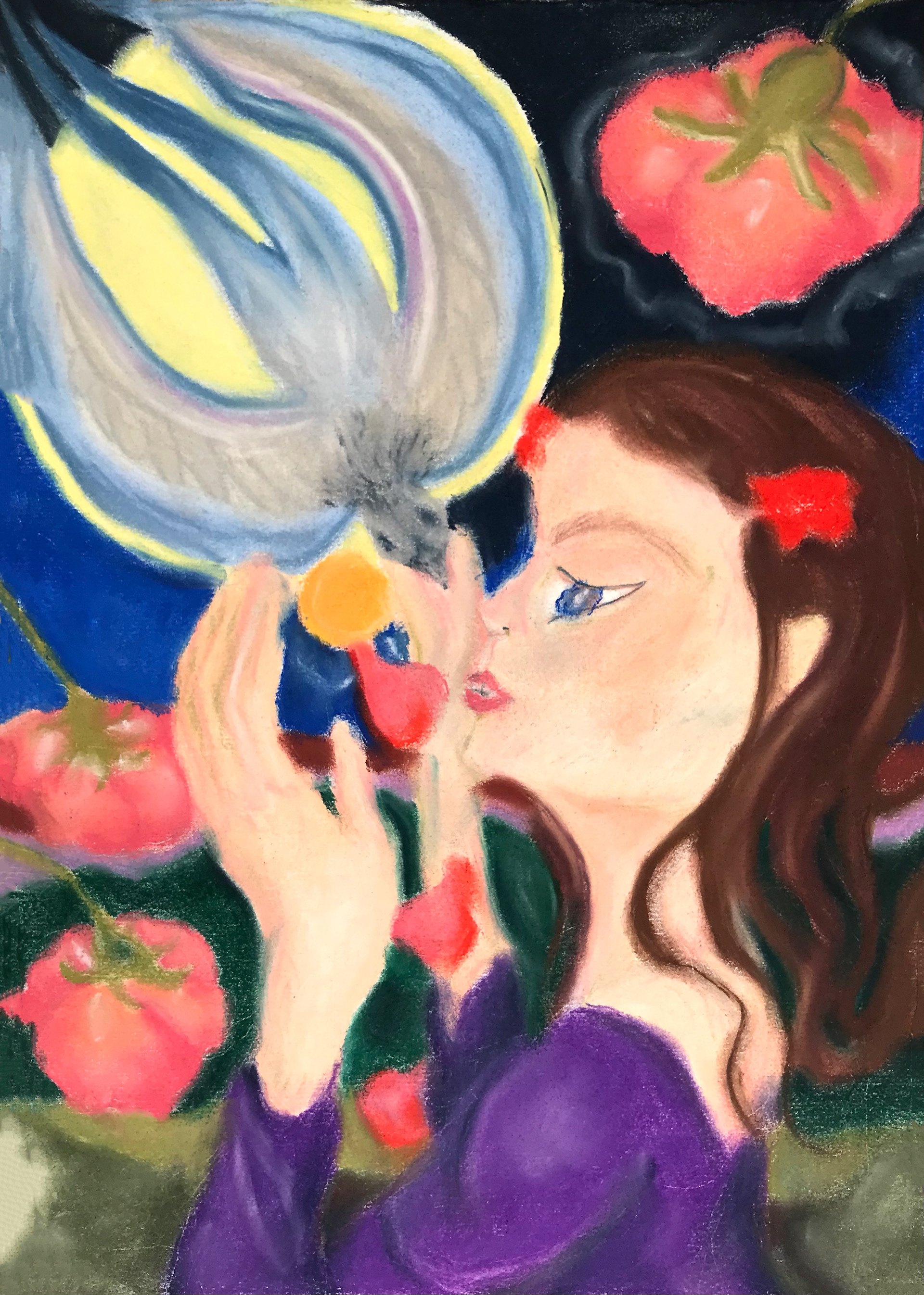Coeur de boeuf, pastels, 24 x 32 cm