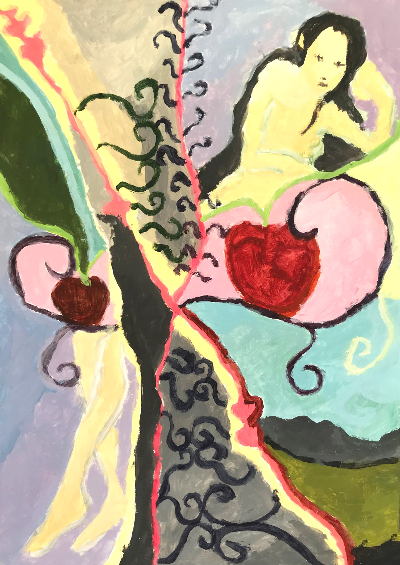 Au bord du printemps, peinture à l'huile, 29,7 x 42 cm