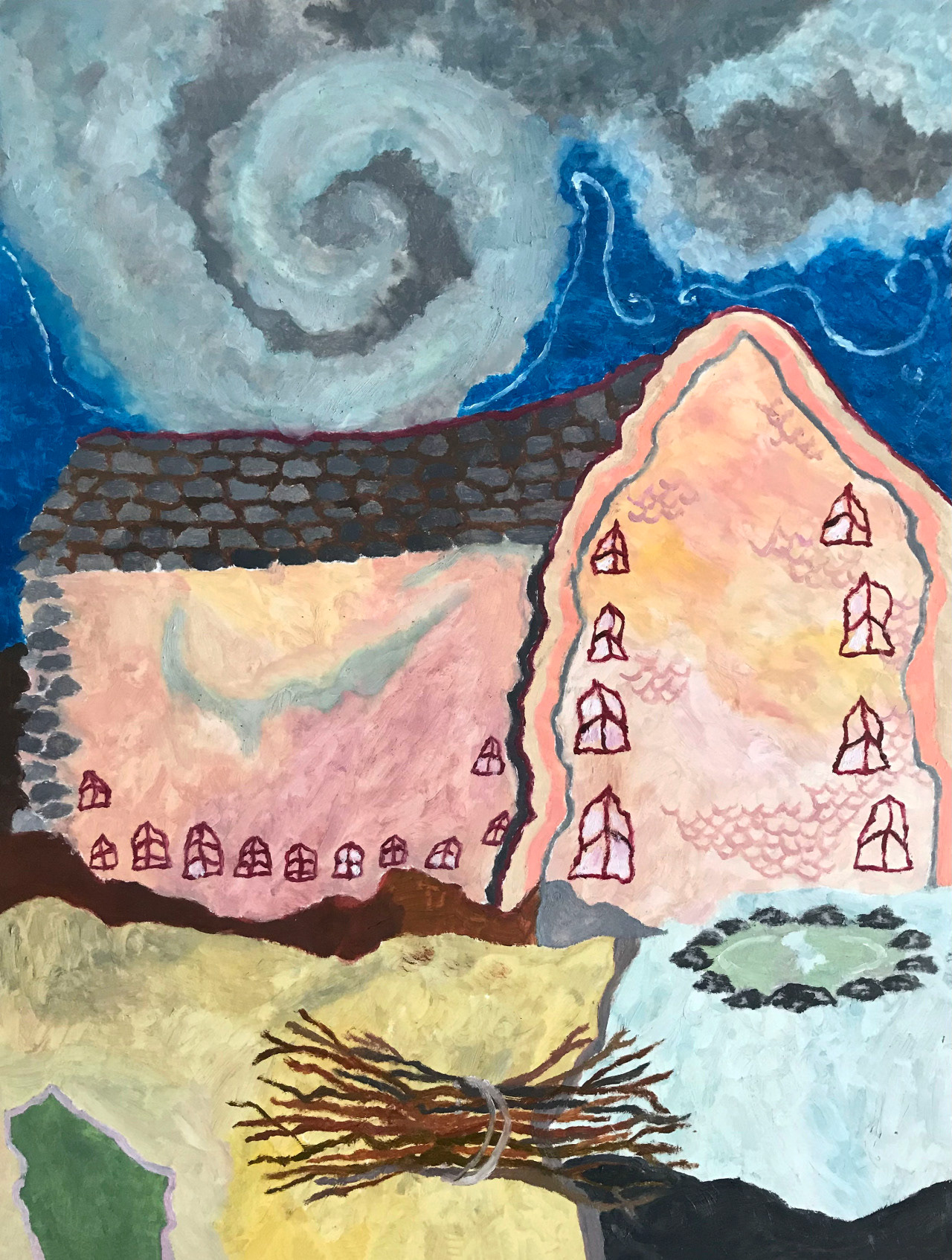 Maison-peau, peinture à l'huile, 42 x 59,4 cm