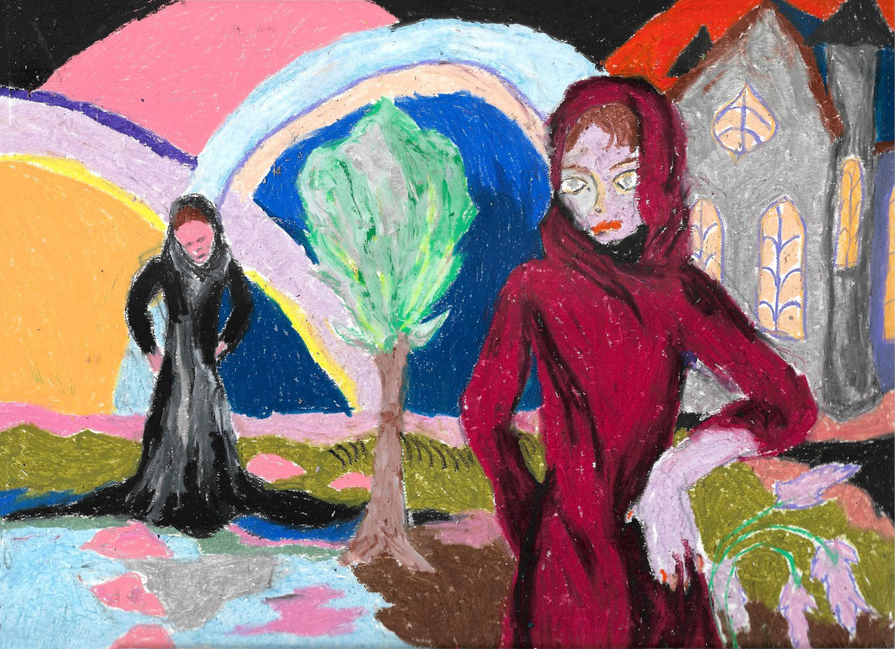 Nymphes, sirènes, poupées, anges et autres larves III, série de pastels gras, 23,5 x 29,5 cm
