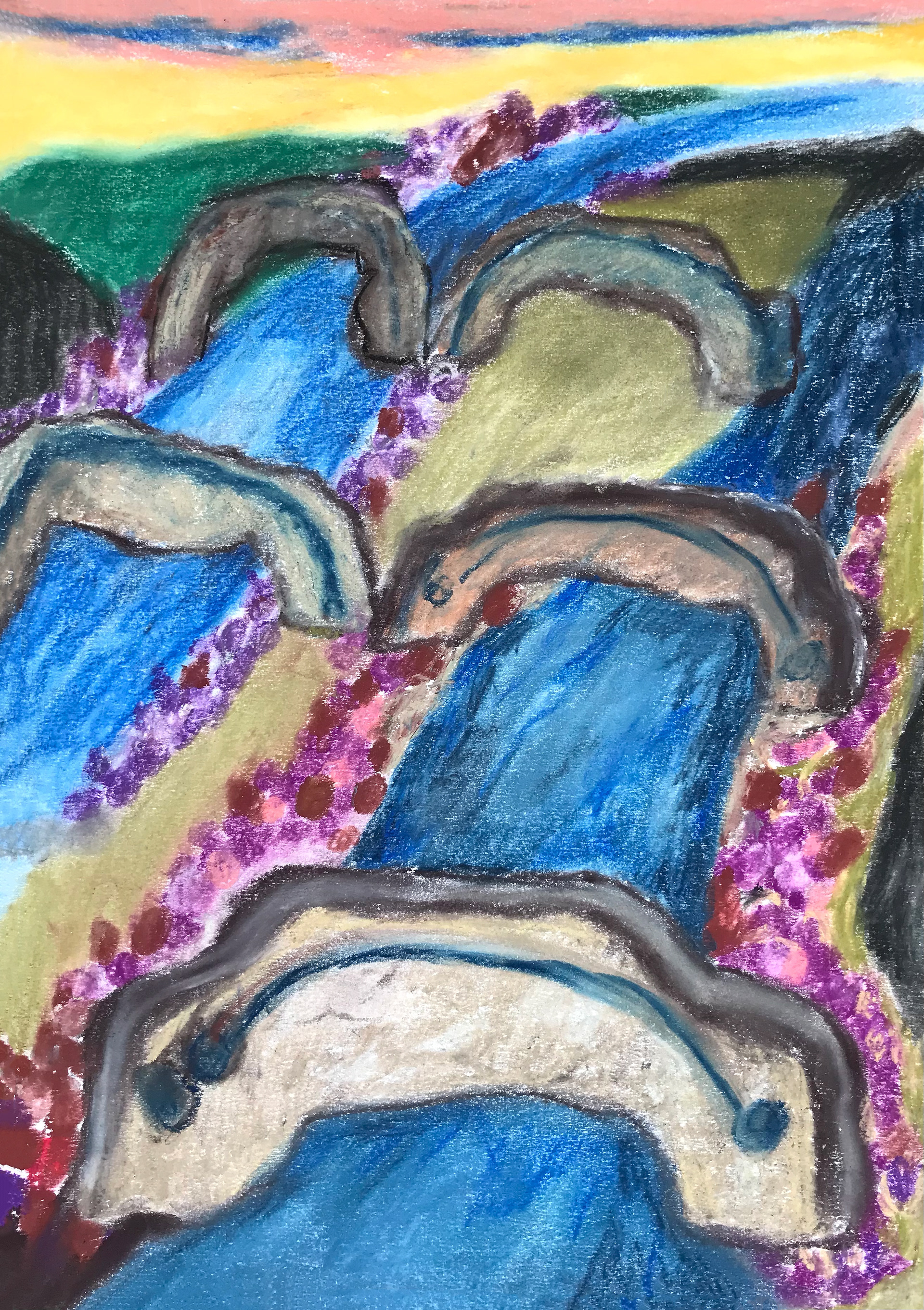Humeur bizarre du 27 juillet, pastels secs, 21 x 29,7 cm