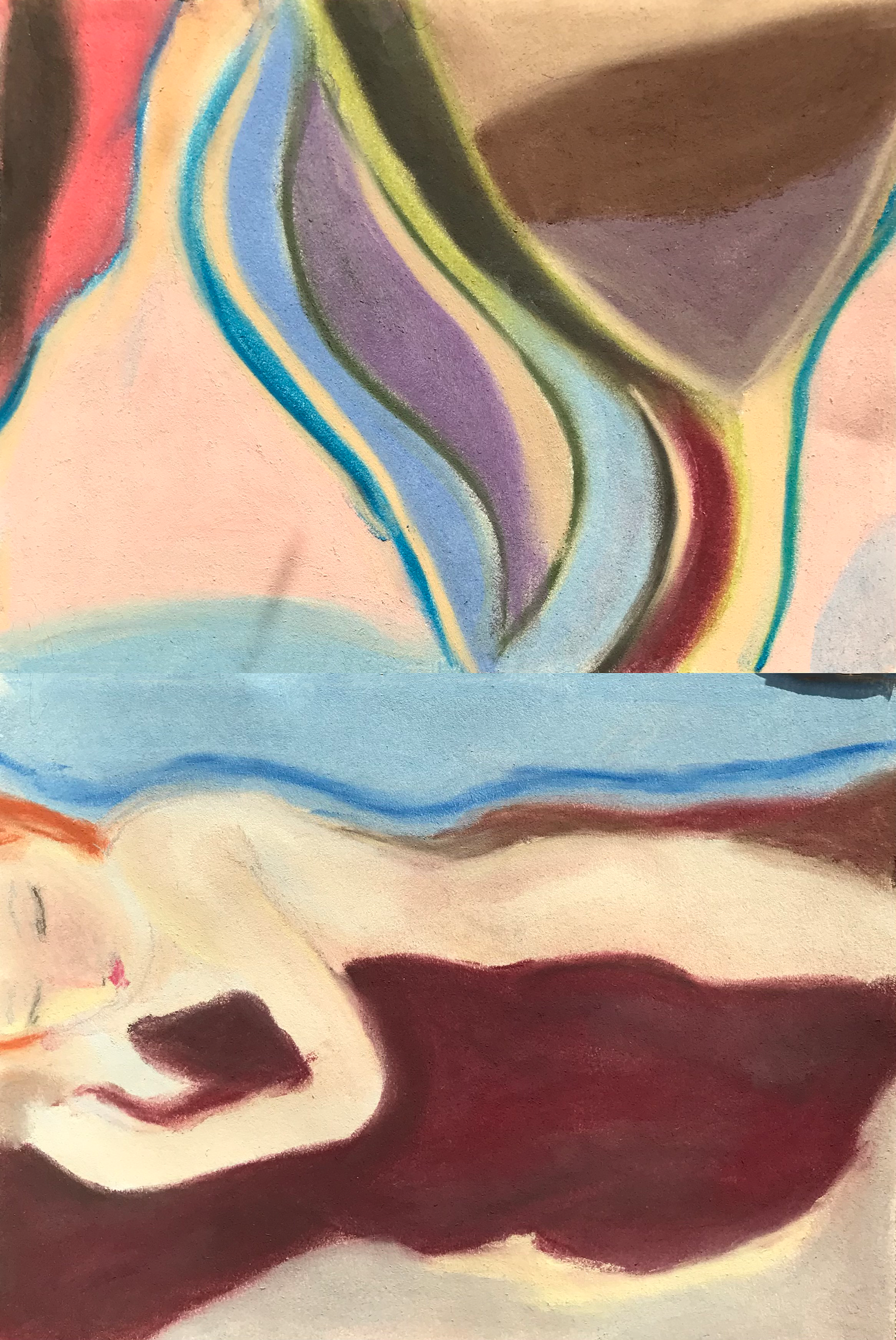 Repos, pastels secs, collage, 21 x 29,7 cm