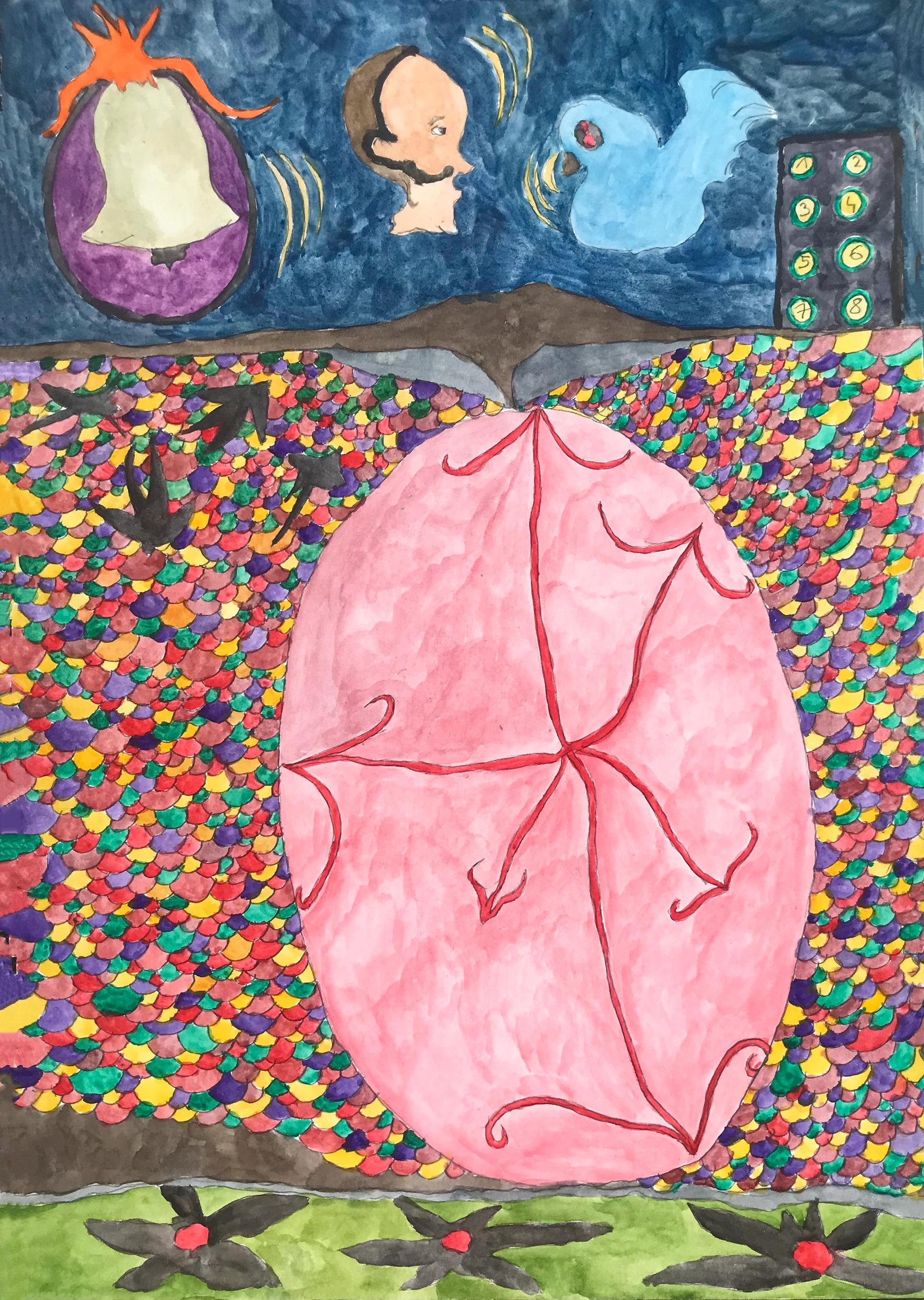 L'ascenseur, aquarelle, 24 x 32 cm