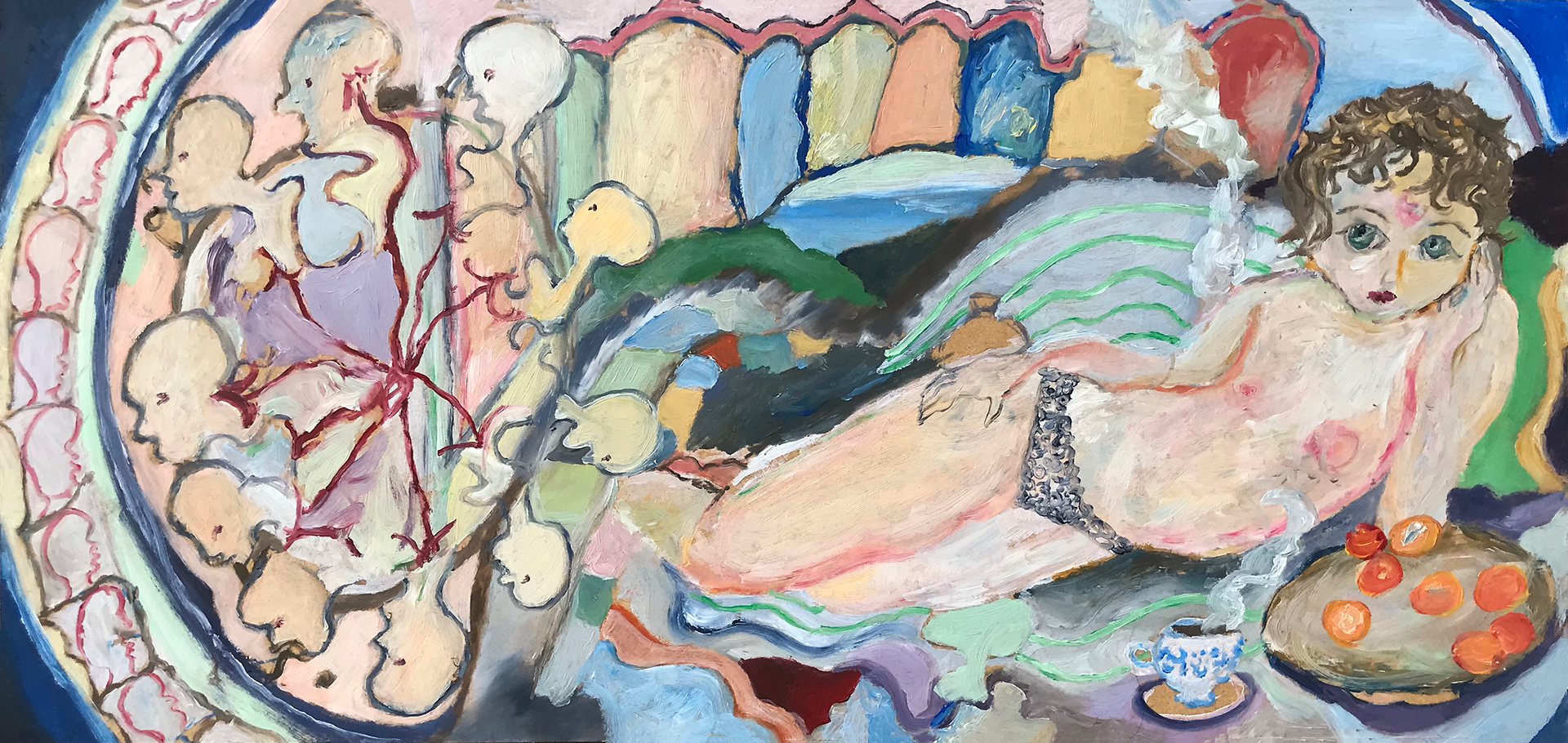 La roue des possibles, peinture à l’huile sur bois, 56 x 26,5 cm