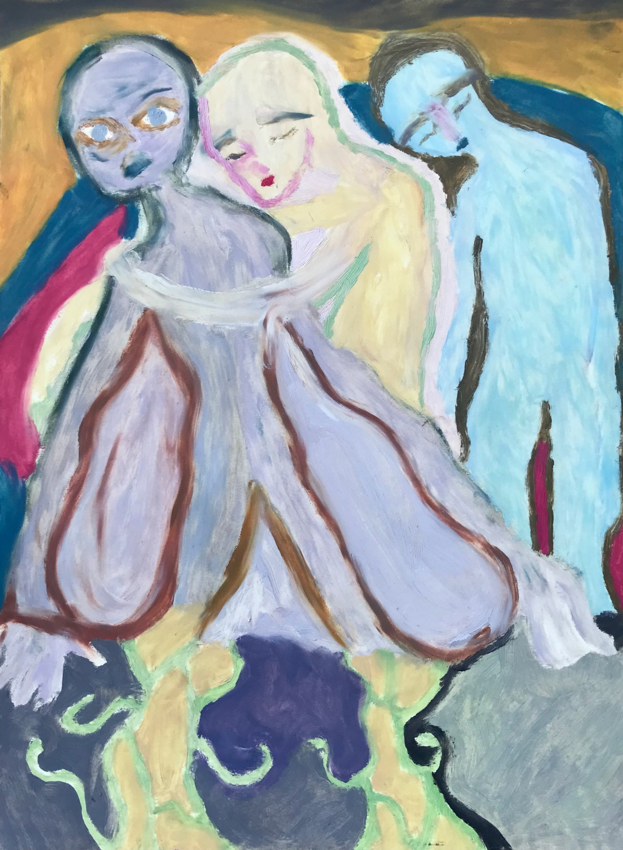 Les entités réconciliées, peinture à l'huile, 21 x 29,7 cm