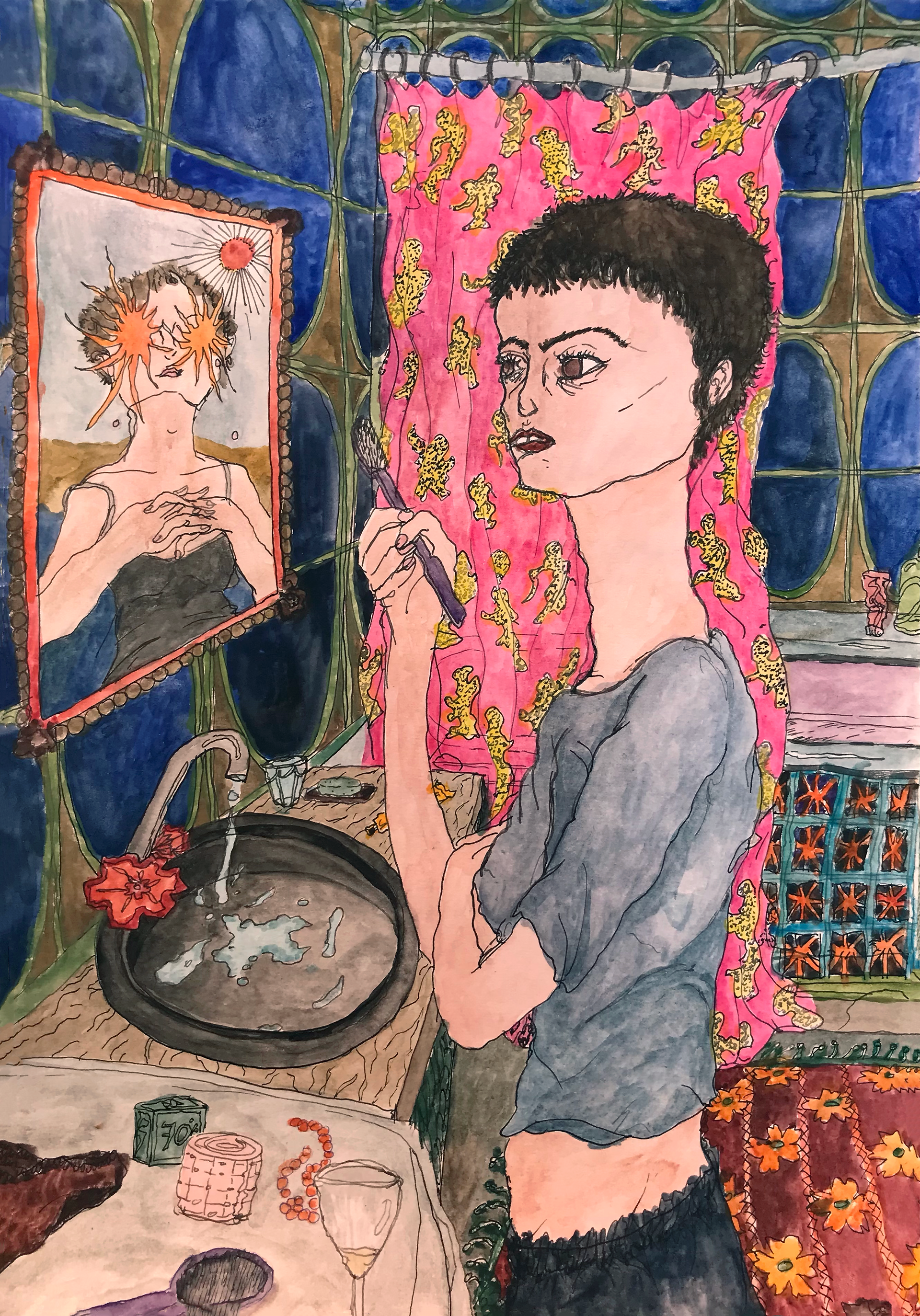Monologue, aquarelle et encre, 21 x 29,7 cm