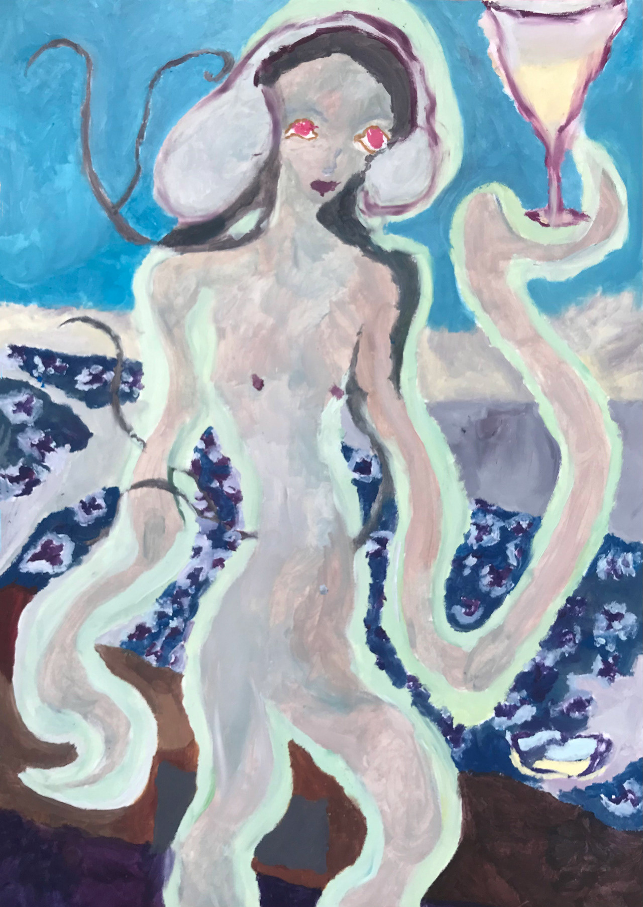 La fièvre, peinture à l'huile, 29,7 x 42 cm