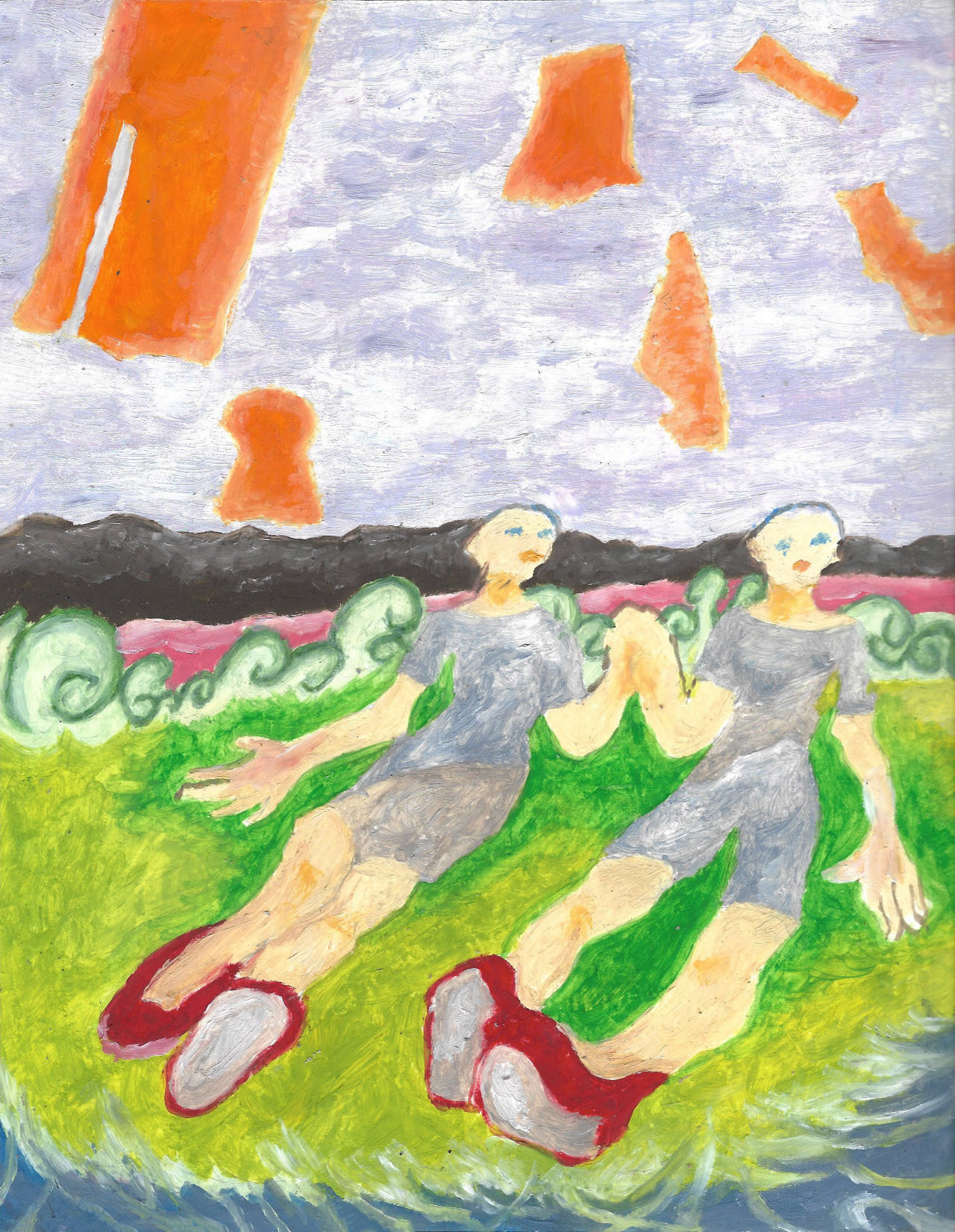 Deux autres oreilles, peinture à l'huile sur papier, 21 x 29,7 cm