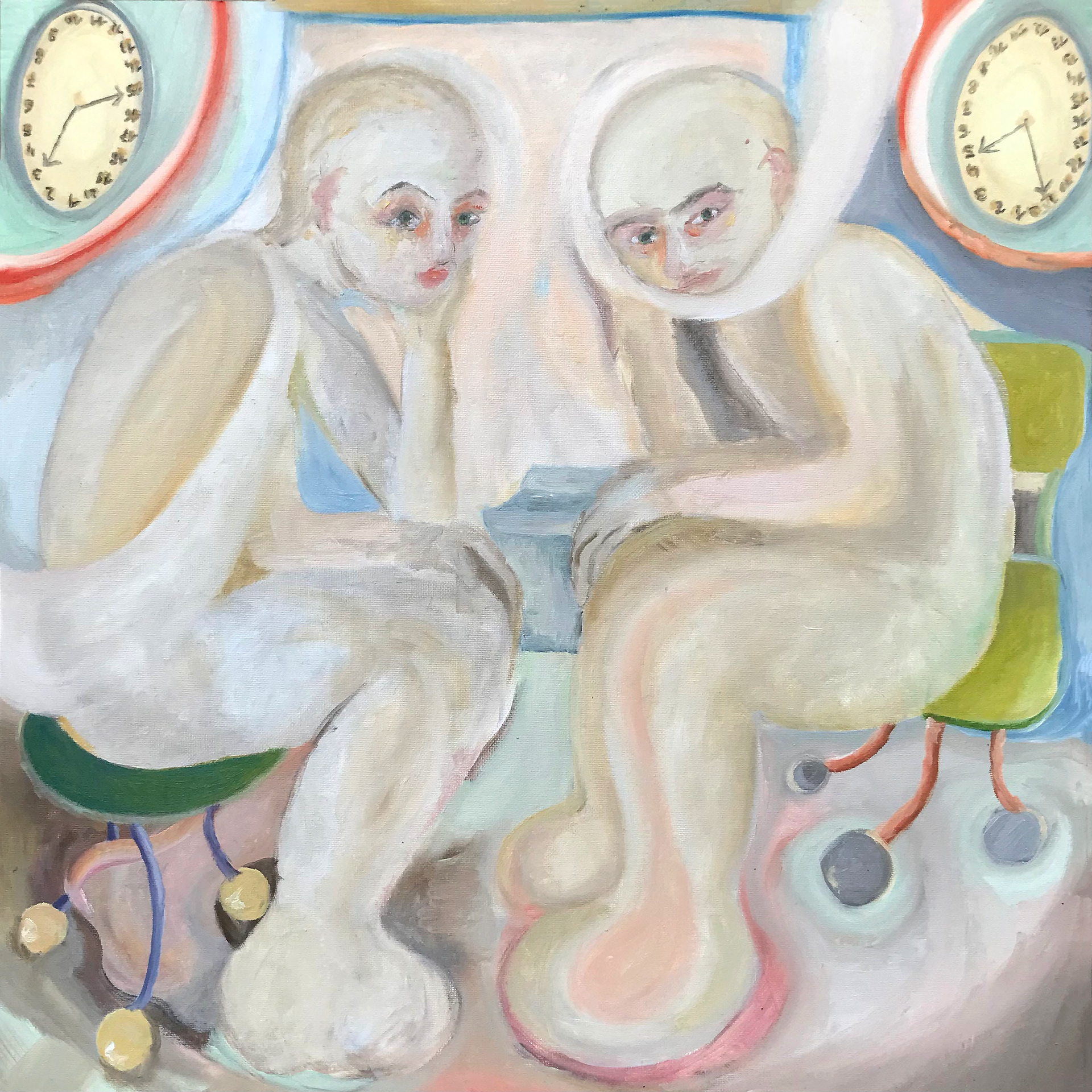 Le décompte, peinture à l'huile sur toile, 50 x 50 cm
