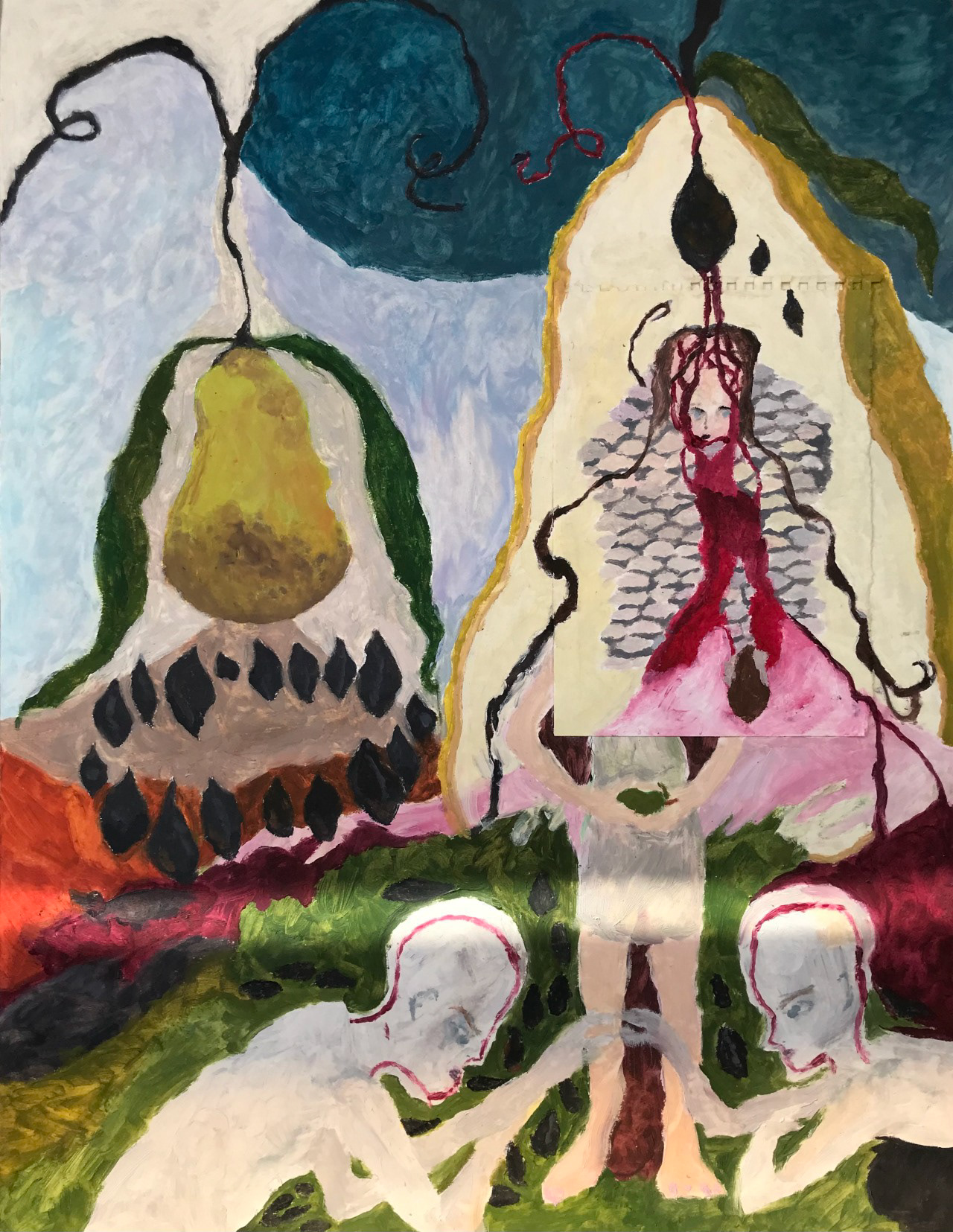 La pépinière, collage, peinture à l'huile, 42 x 59,4 cm