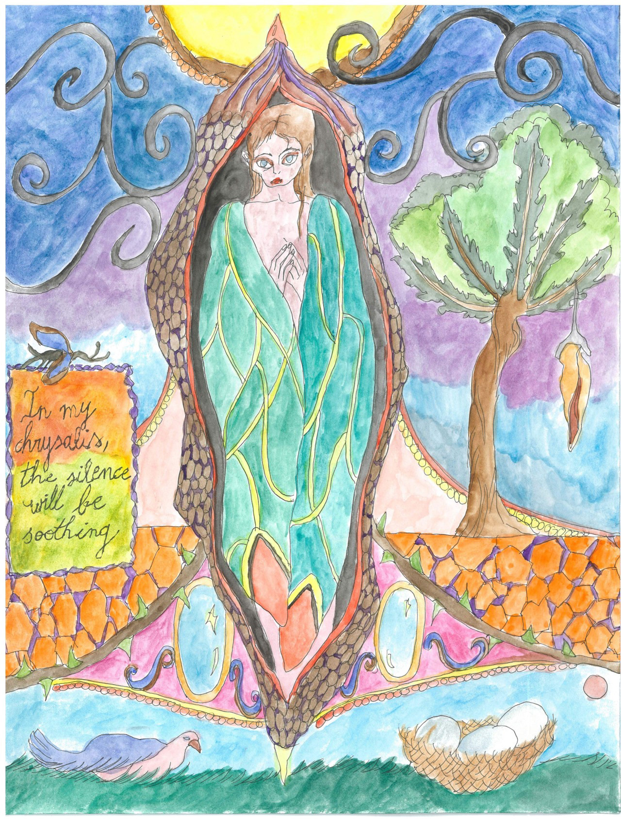Metamorphosis (3/4), Frankenstein Magazine, aquarelle et stylo, 24 x 32 cm
