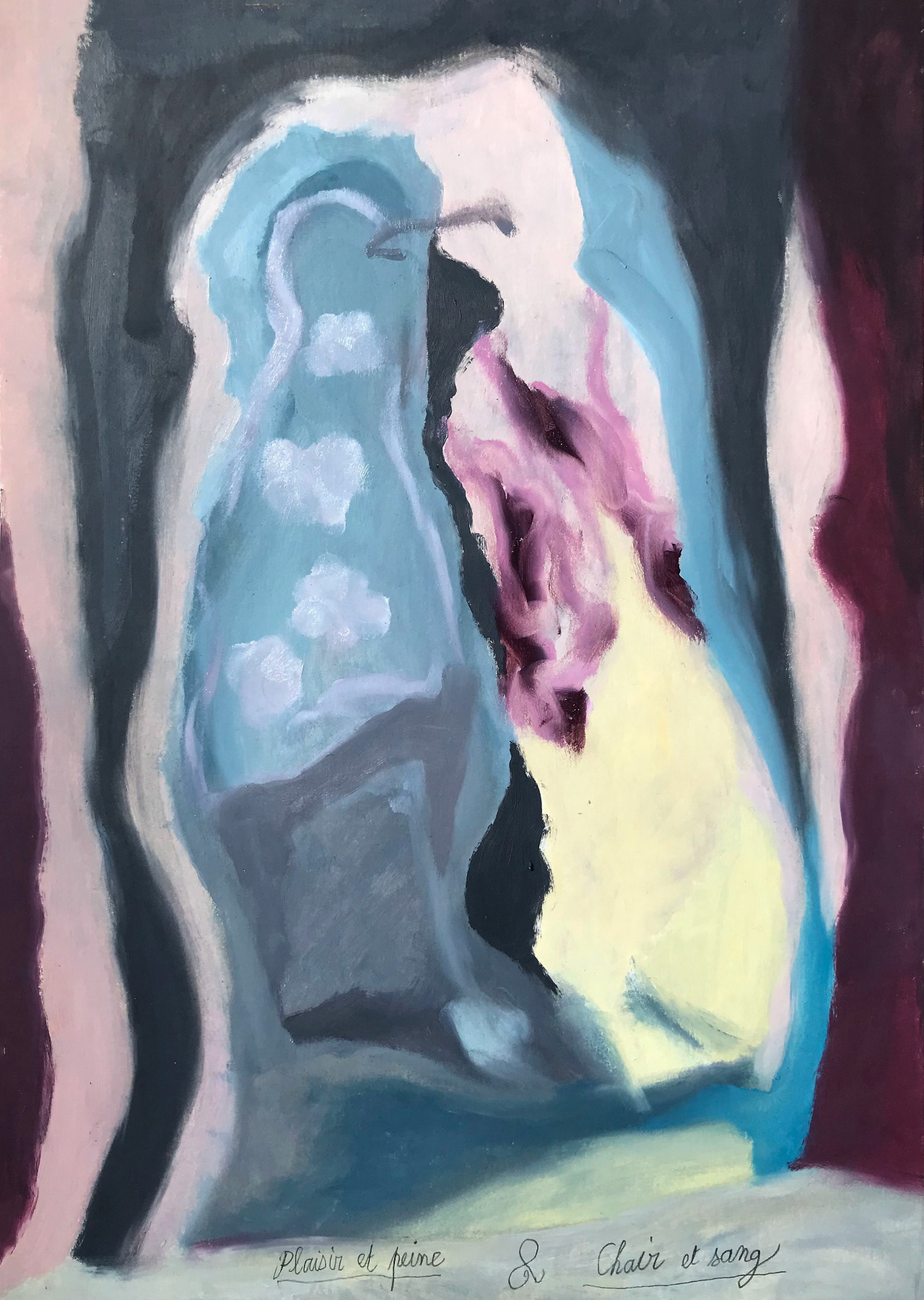 Plaisir et peine / Chair et sang, peinture à l'huile, 21 x 29,7 cm