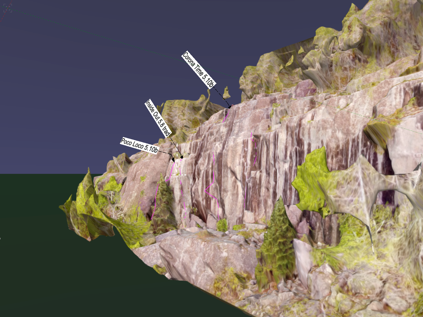 Labelling the established climbing routes
