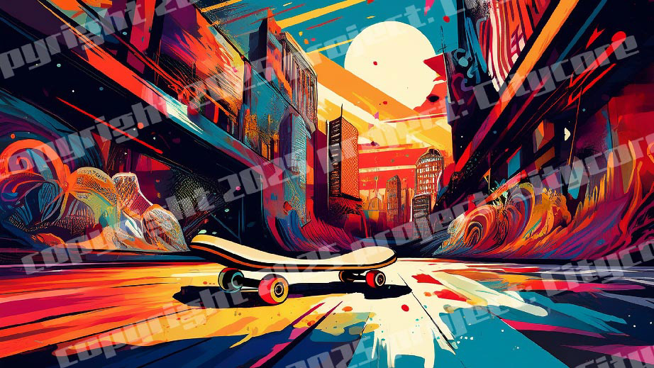 ai generated skate & destroy vibe scenery. Art and digital painting and renders of skateboard related art