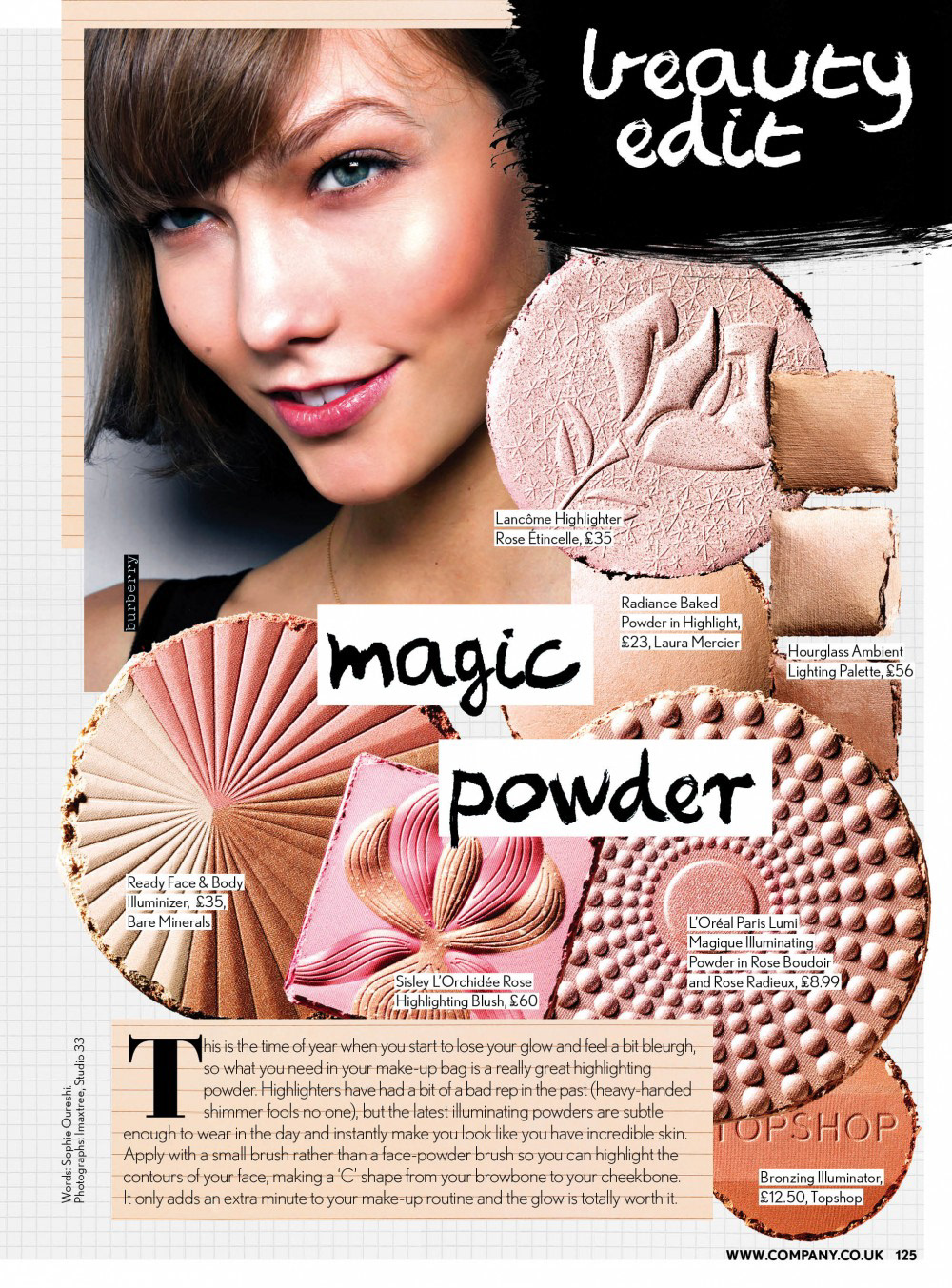 Beauty page for company magazine