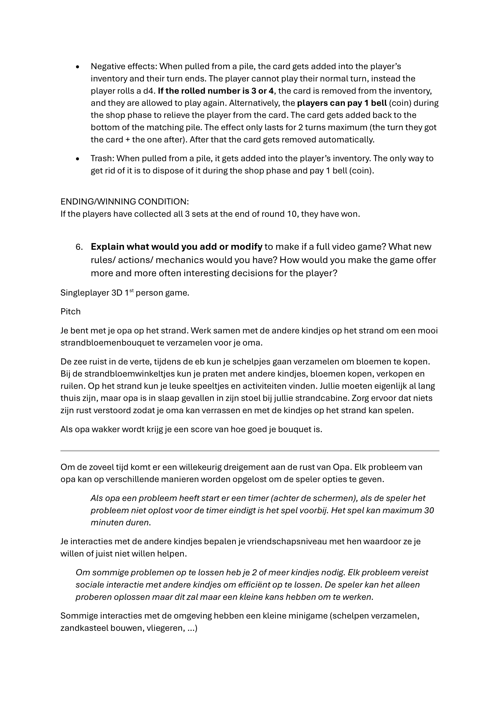 Original pitch for the game