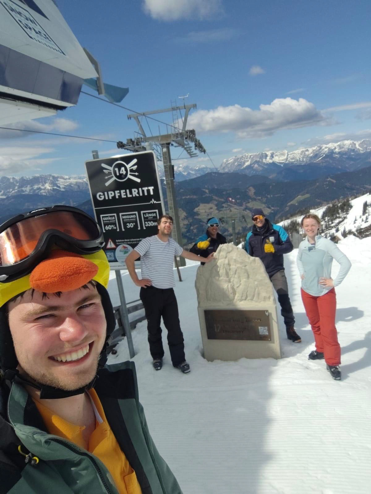 Me after climbing up a black ski slope in full gear