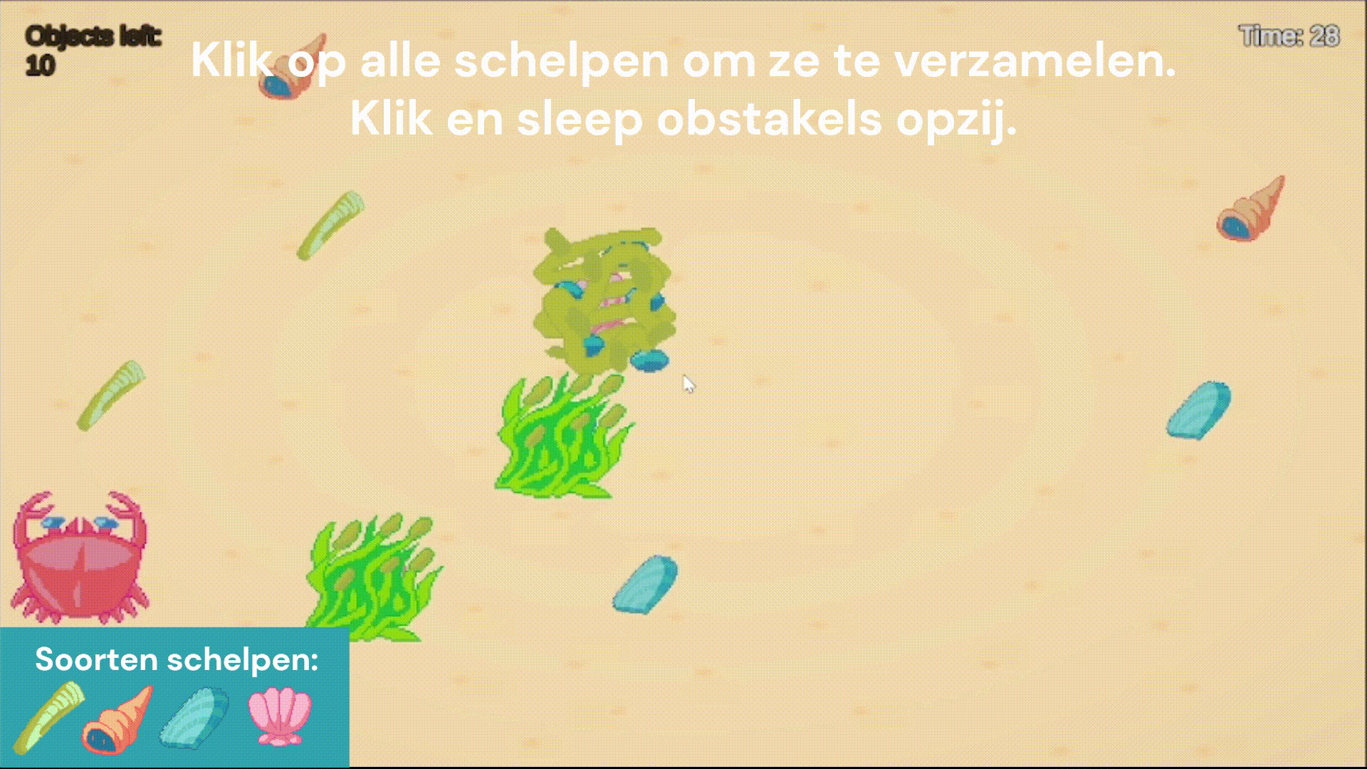 Shell seeking minigame