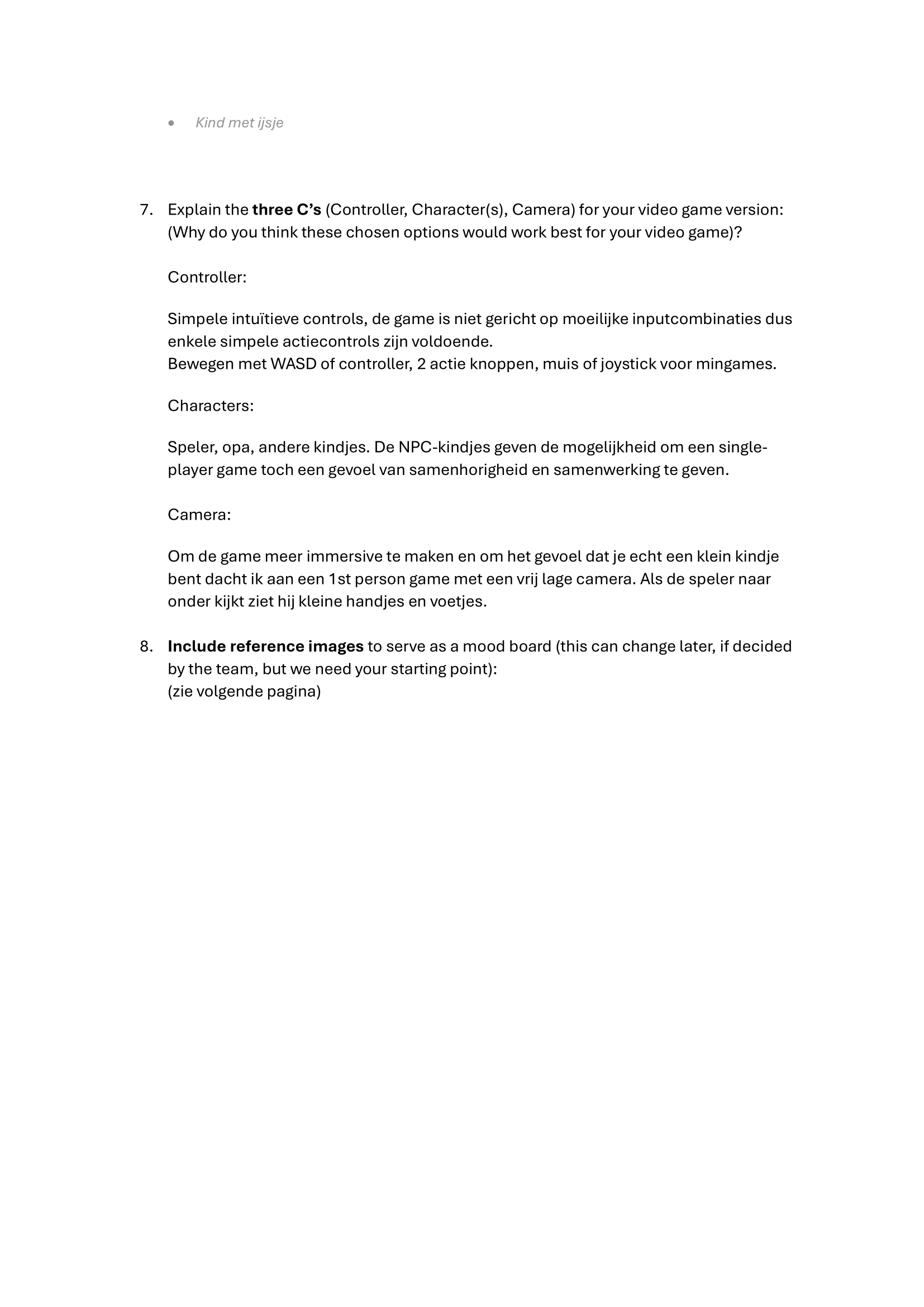 Original pitch for the game