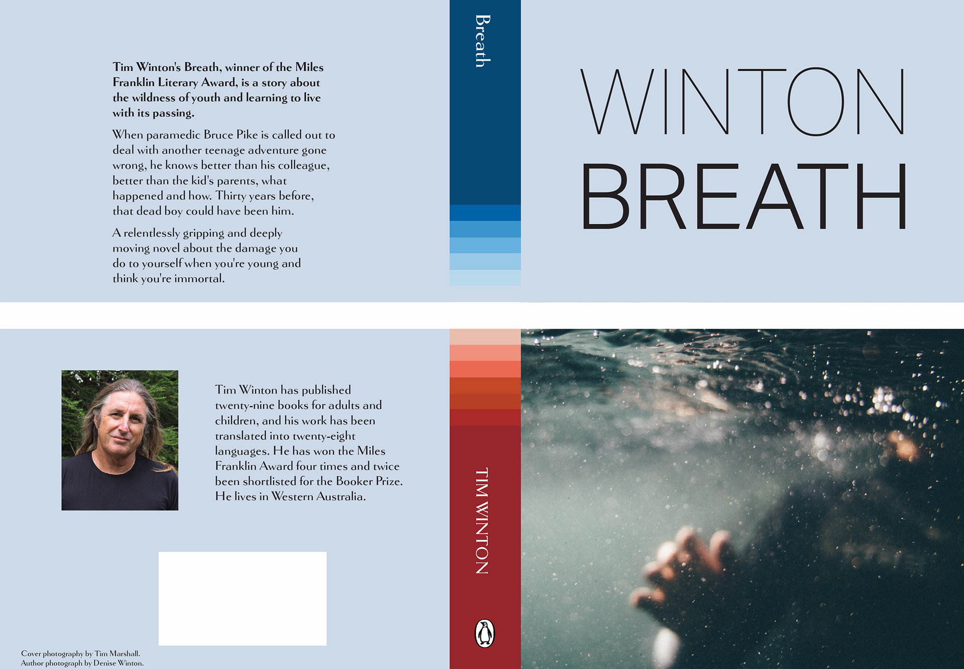 The Tim Winton Project; full spread design for Breath. Flat-lay book cover.