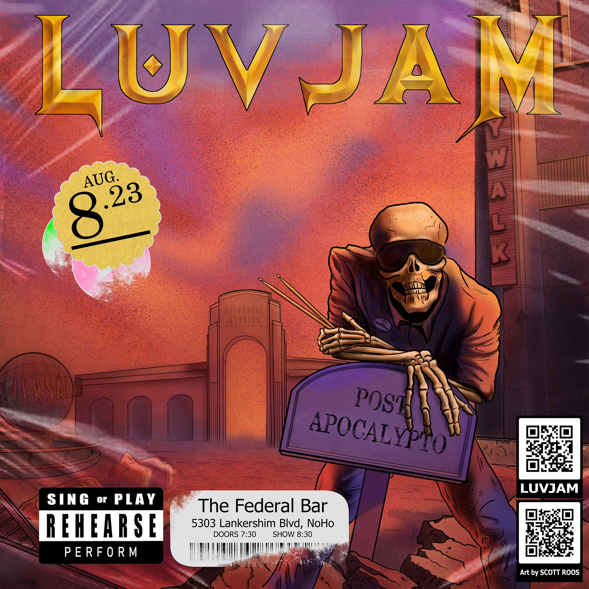 LuvJam Poster (8/23/22) (Inspired by artwork by Ed Repka for the album Peace Sells by Megadeth)