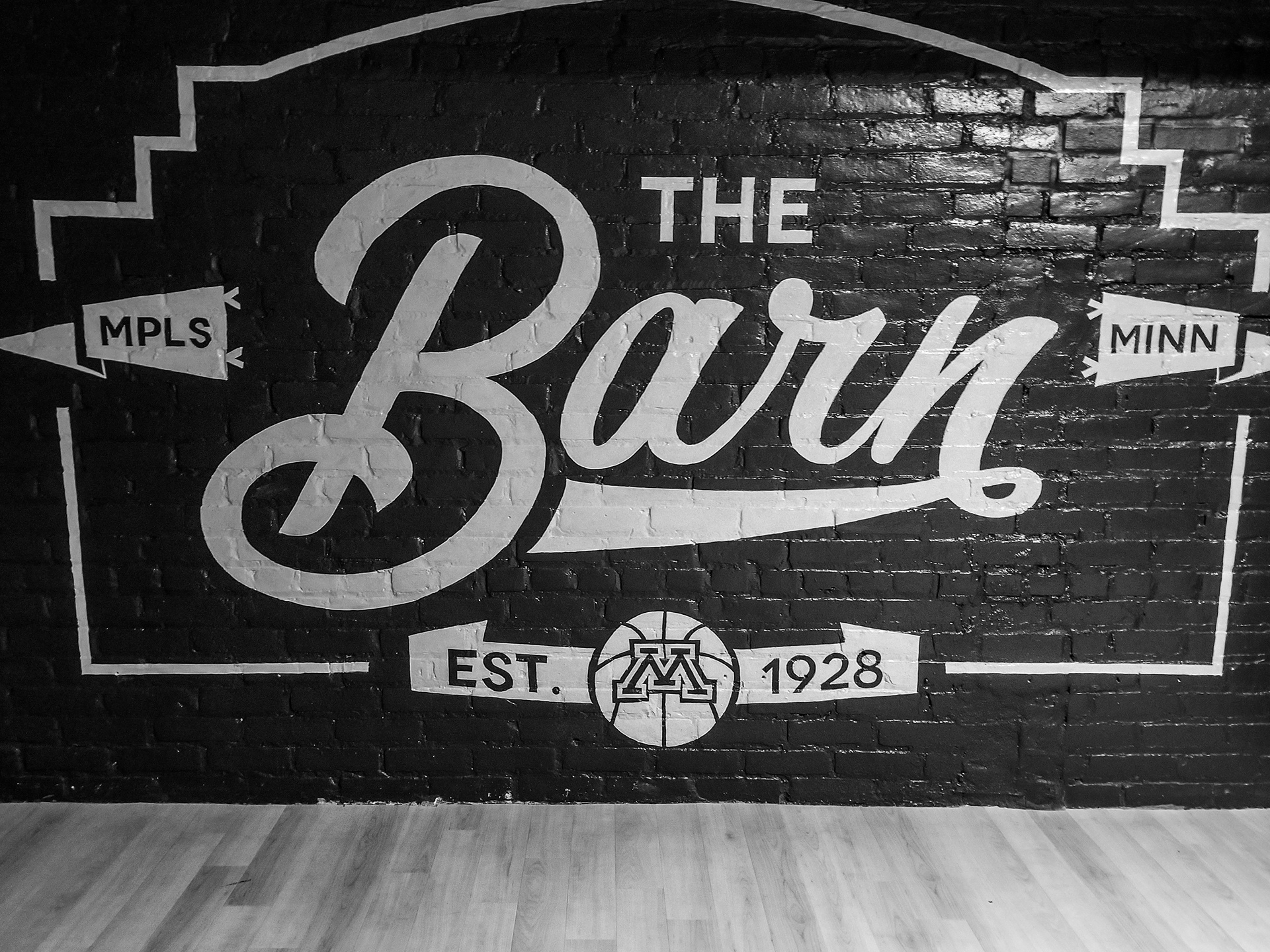 Photo of The Barn mural in Williams Arena