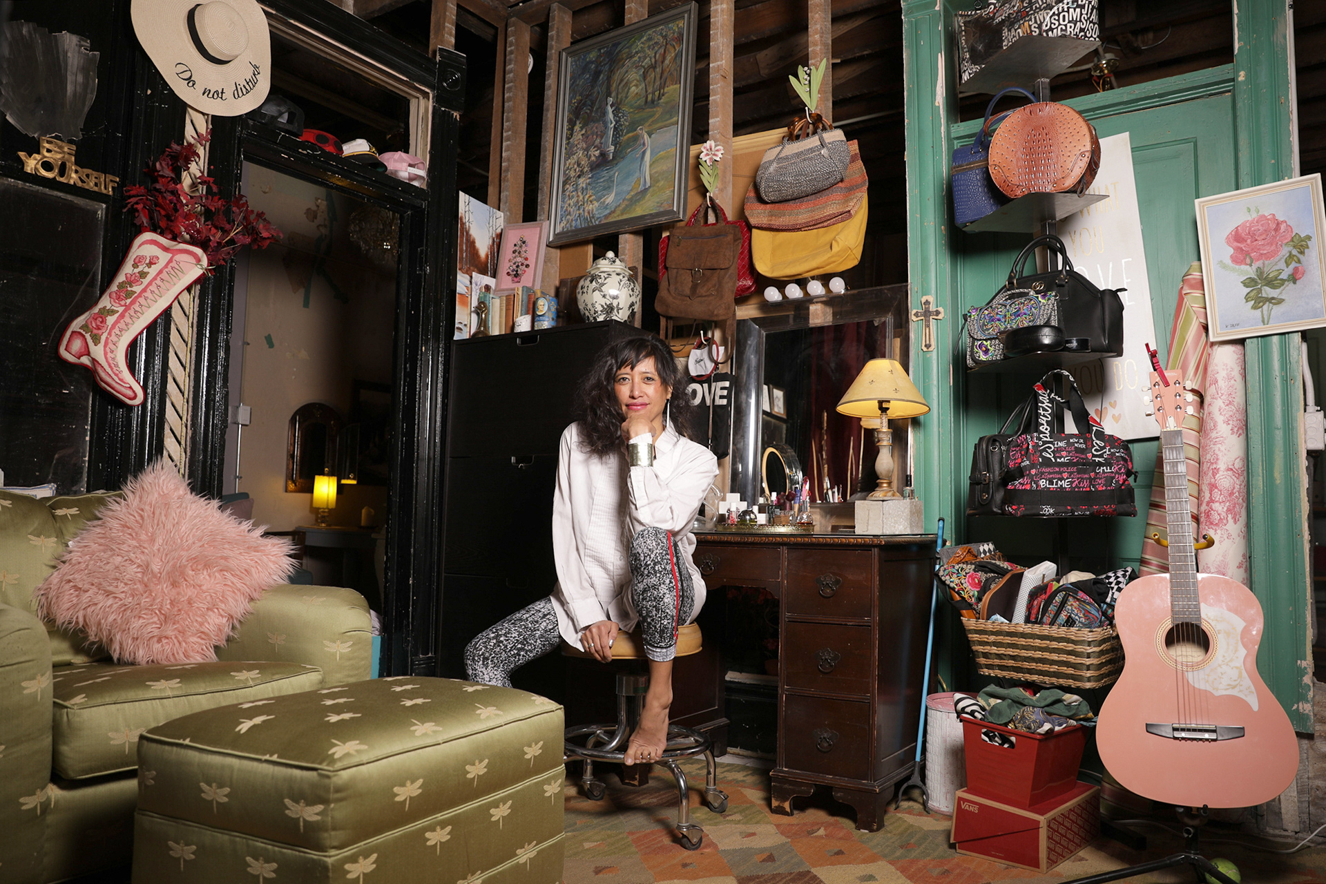 Fashionista Brandi Shigley in her apartment in Denver.