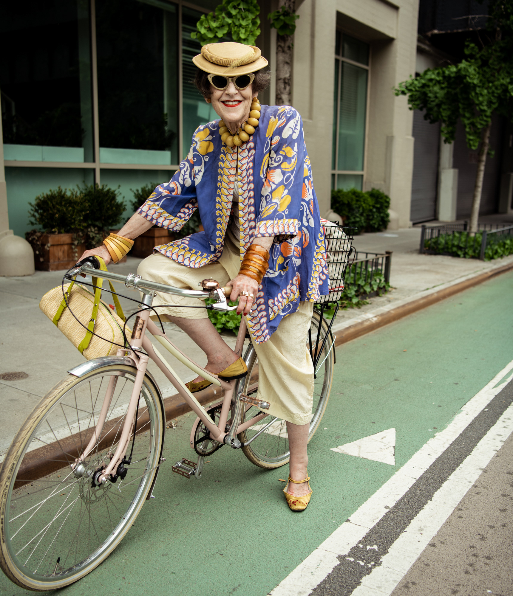 Tziporah Salamon on a bike in Chelsea, NYC