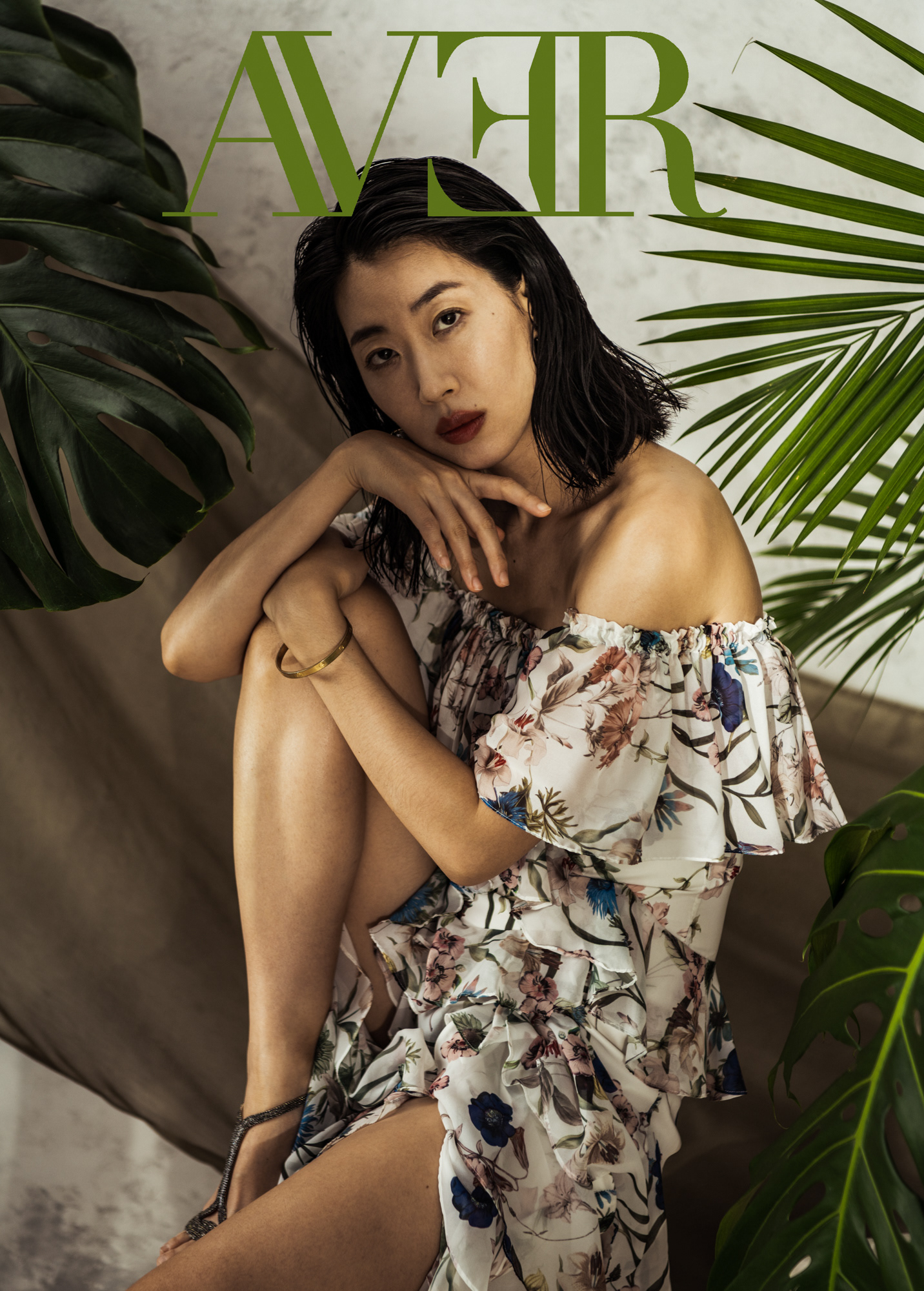 Jiyoung Chang models for the cover of AVER Magazine